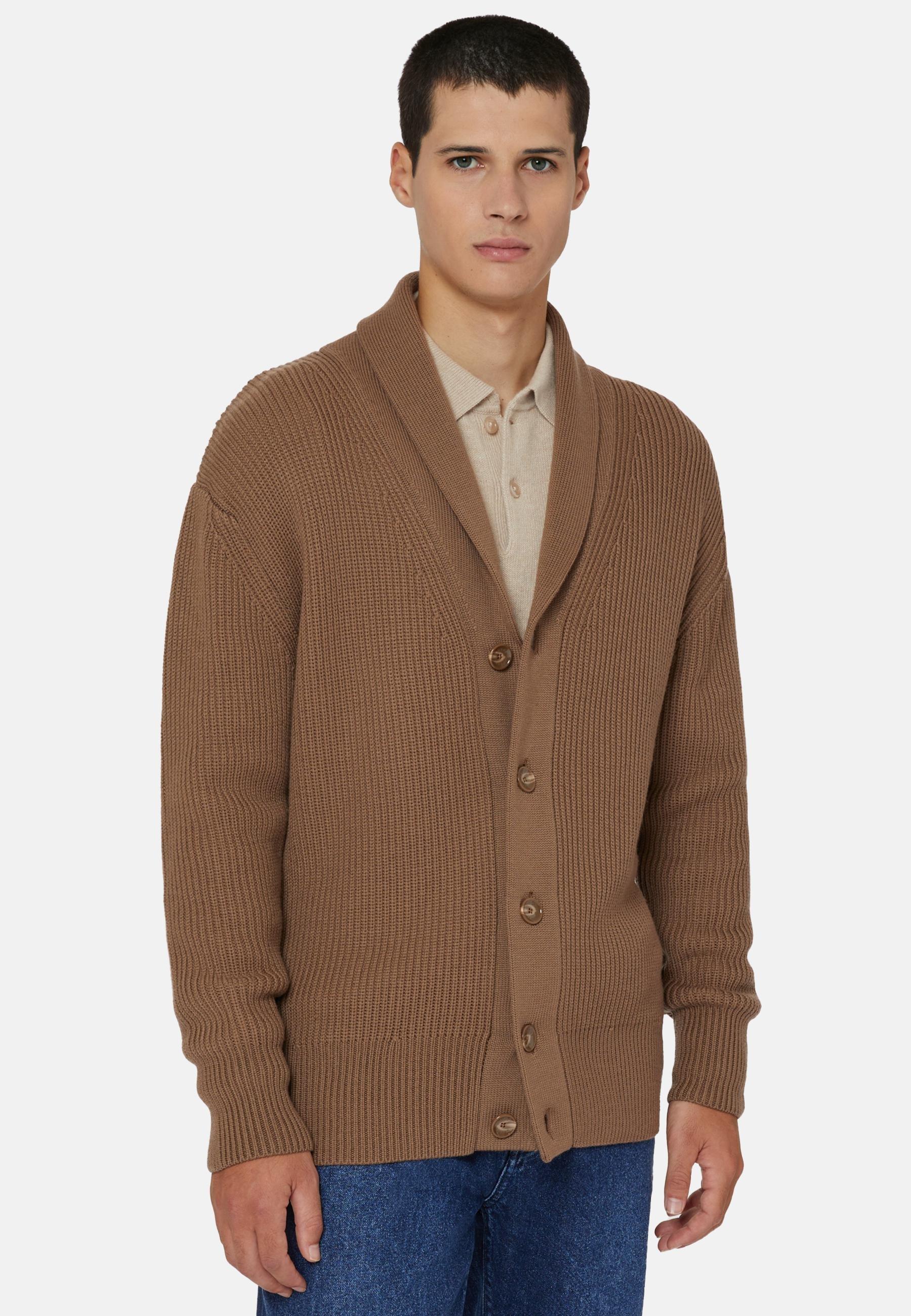 Shawl Neck Cardigan Brown, , large image number 0