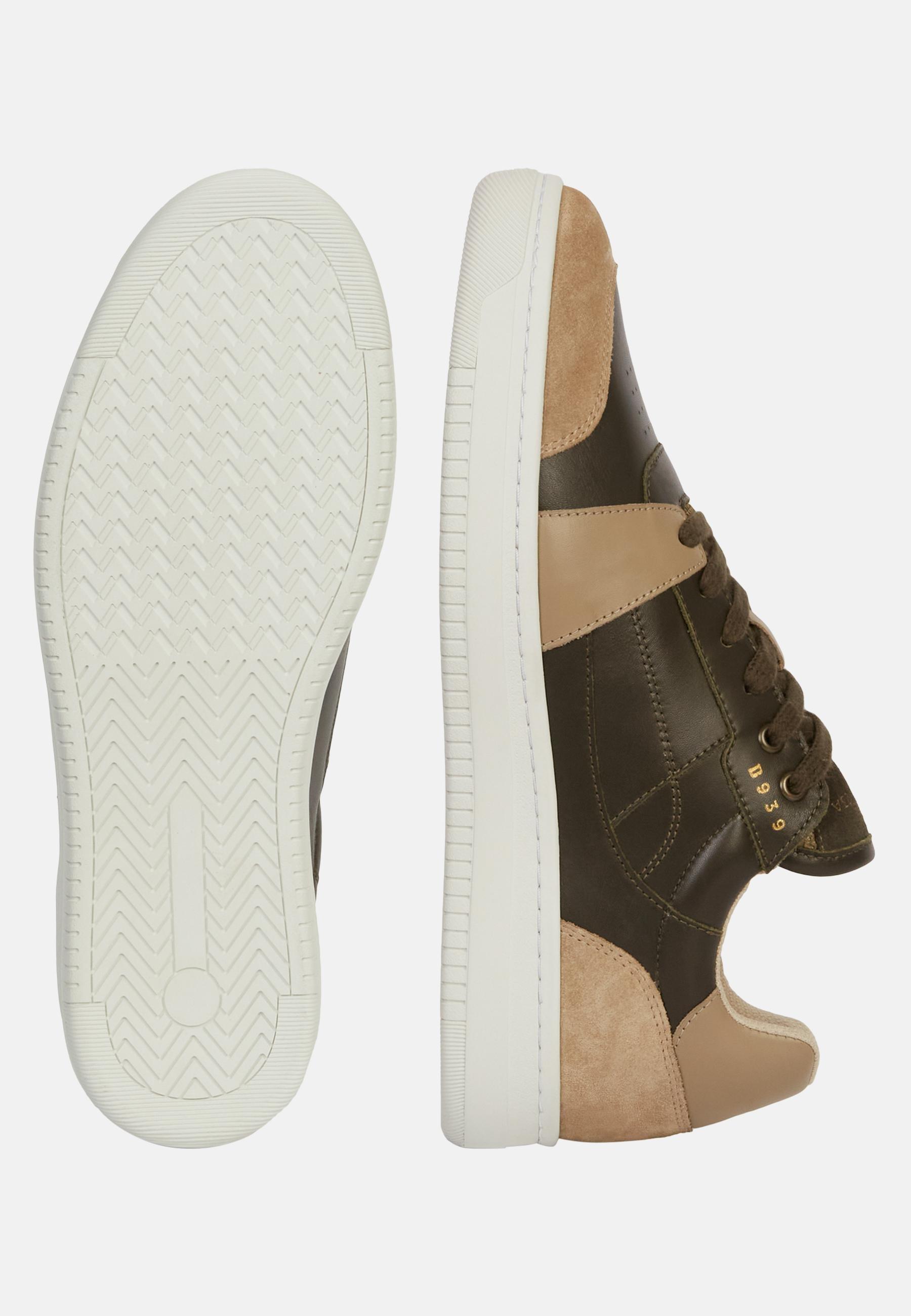 Leather Trainers With Logo Green, Military Green, large image number 4