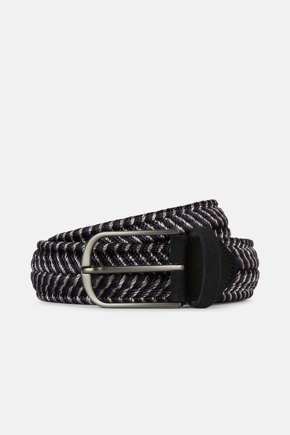 Woven Elasticated Belt In Viscose Navy, Navy blue, medium