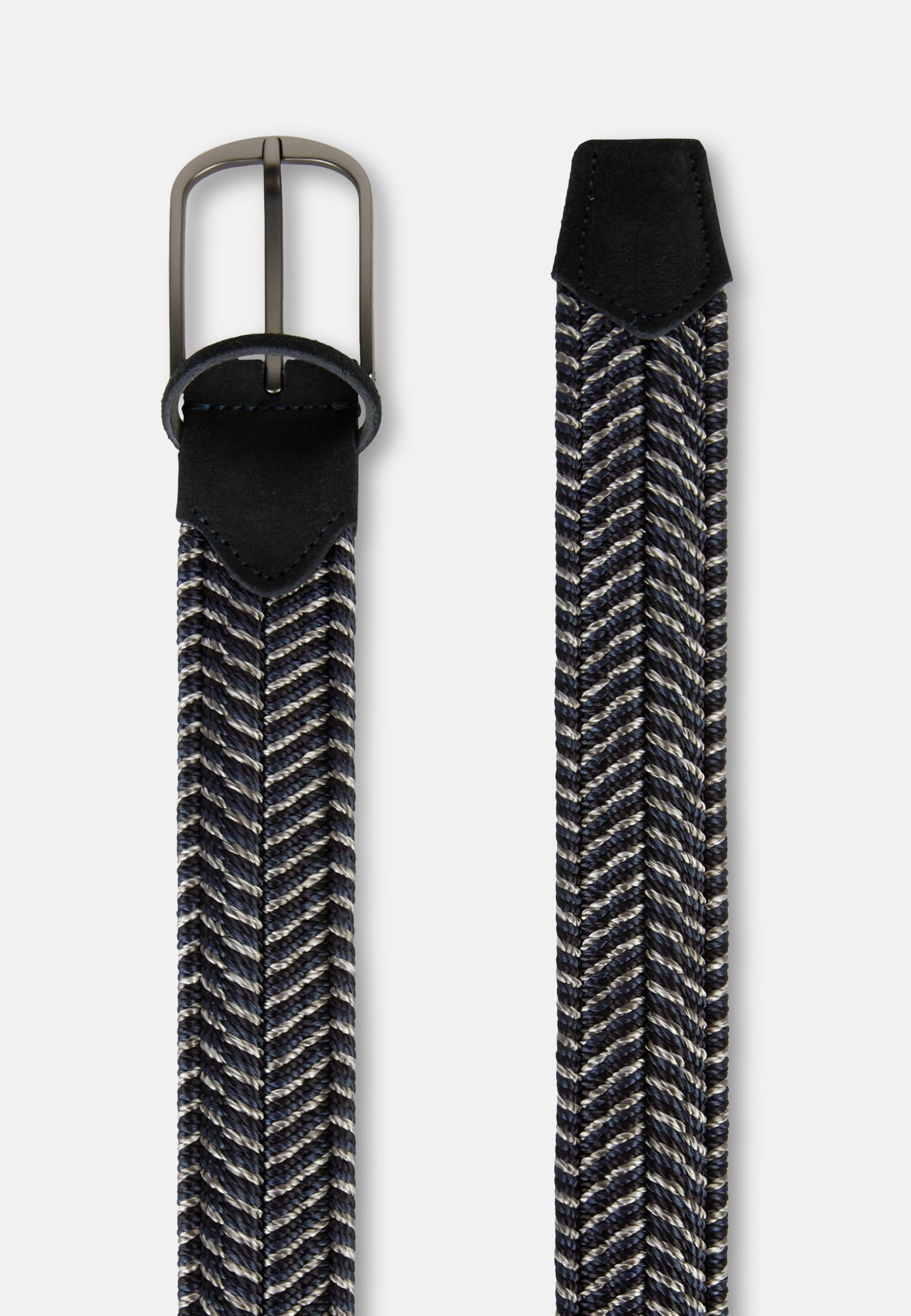Woven Elasticated Belt In Viscose Navy, , large image number 1