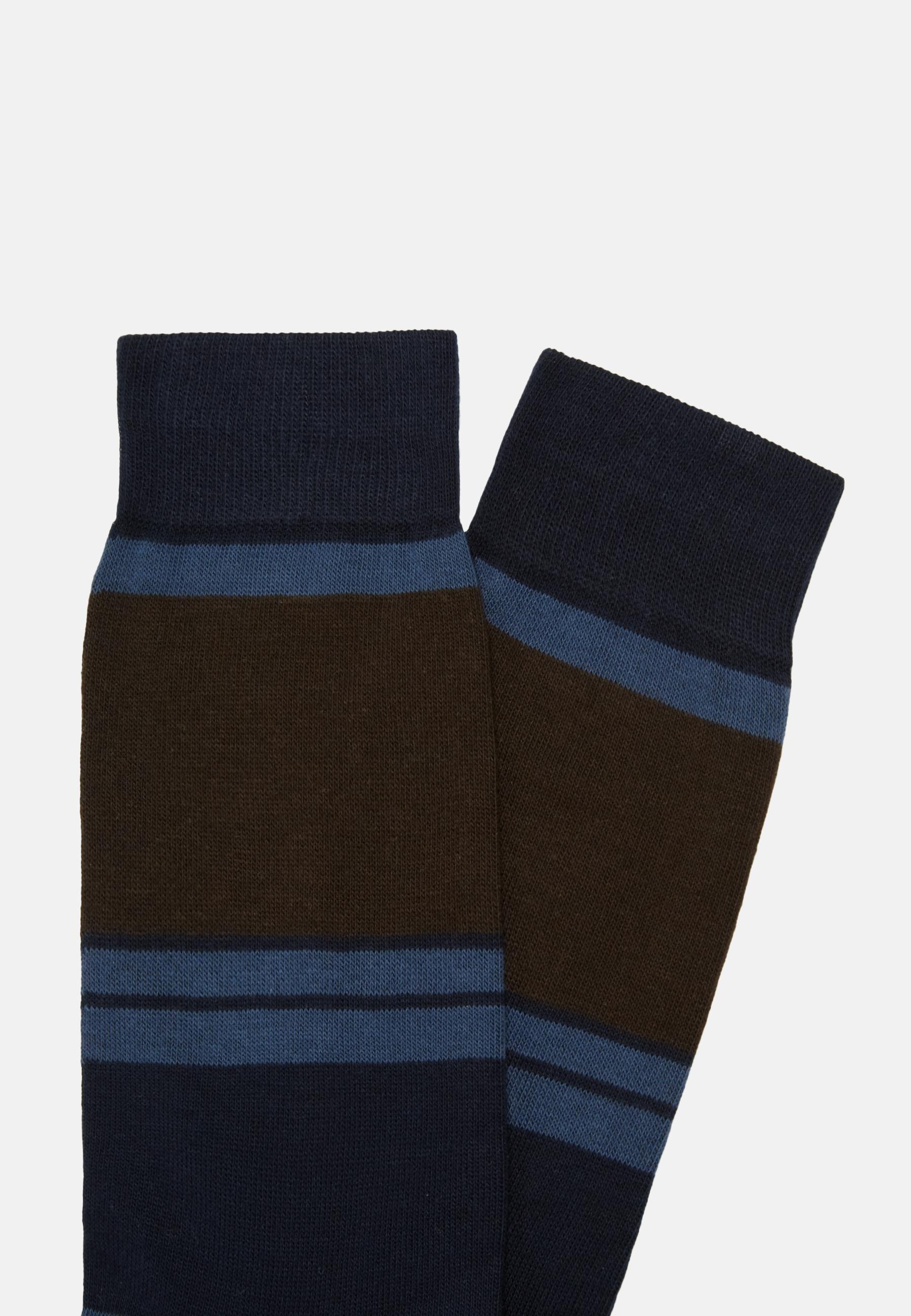 Blue Colour-Blocking Pattern Socks, , large image number 0