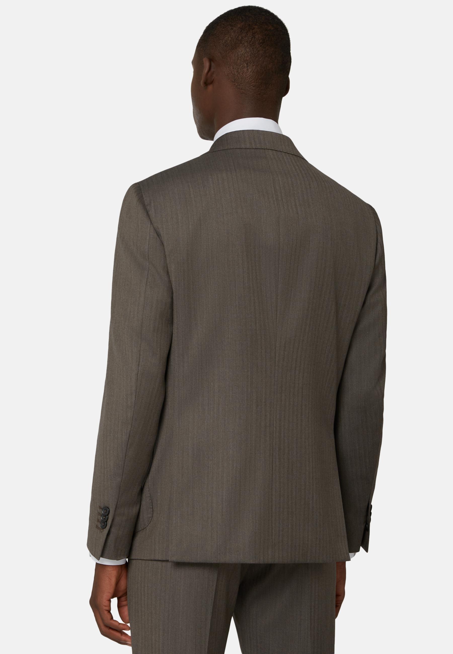 Double Breasted Herringbone Suit Grey, Taupe, large image number 2