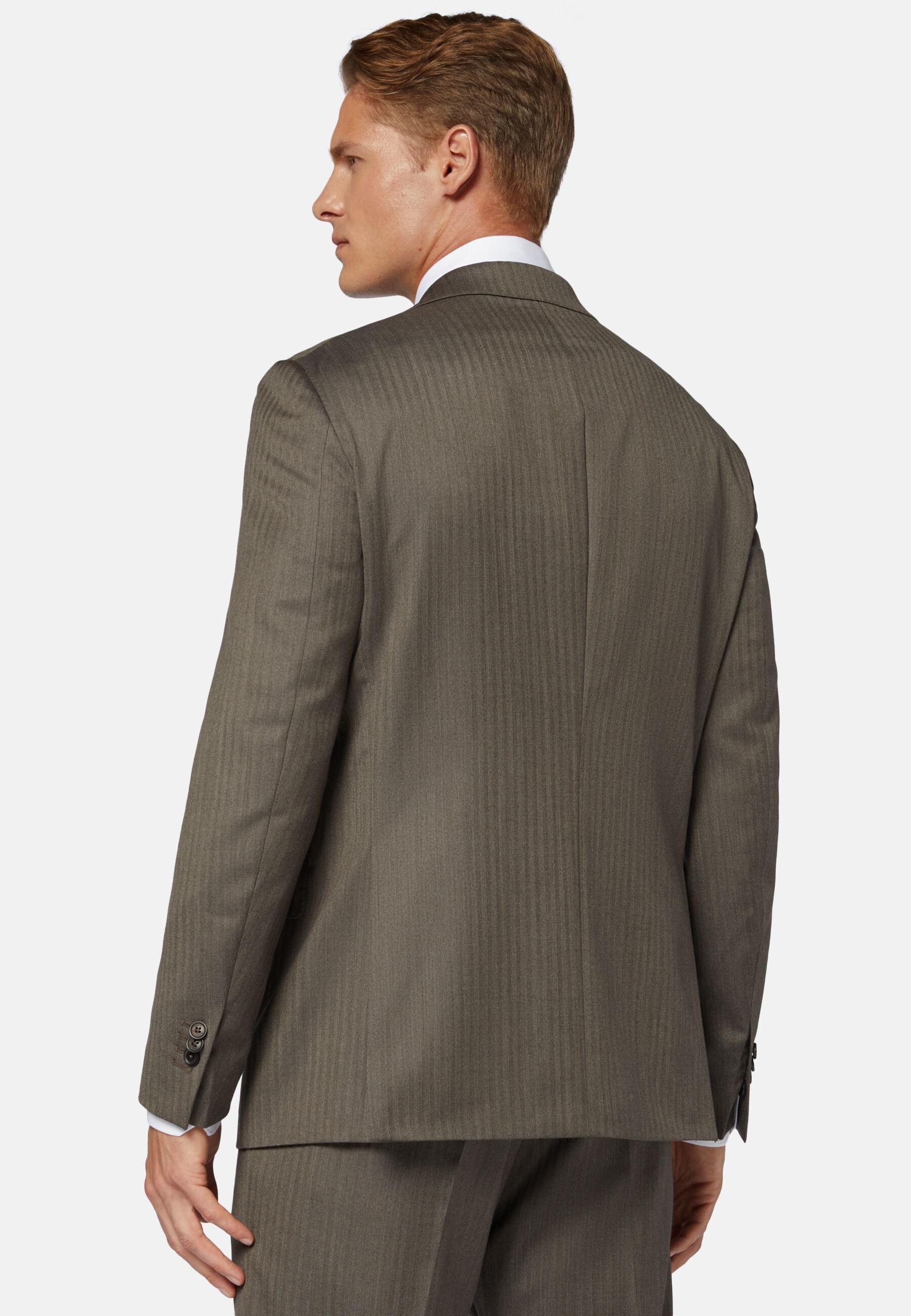 Double Breasted Herringbone Suit Grey, Taupe, large image number 3