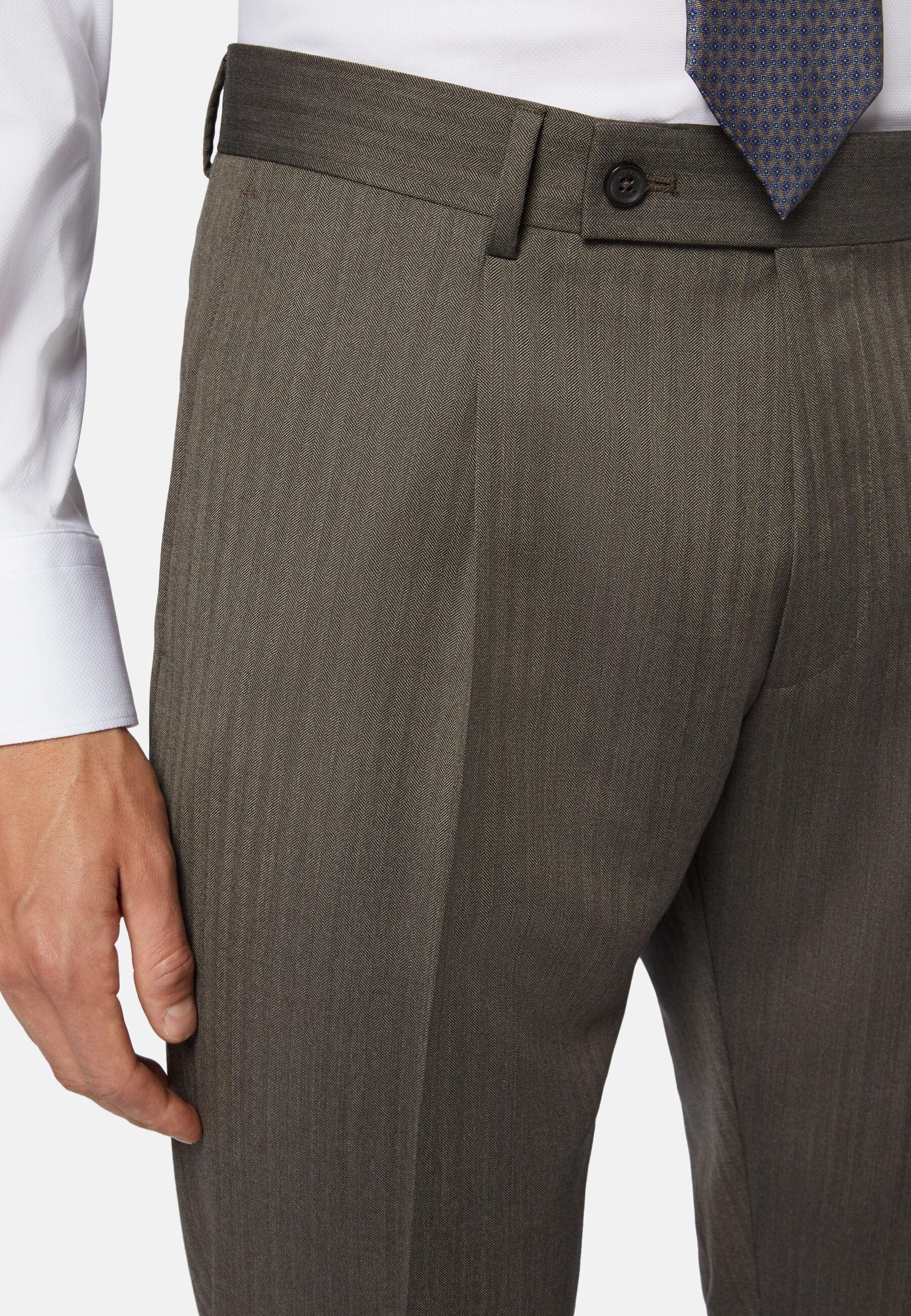 Double Breasted Herringbone Suit Grey, Taupe, large image number 7