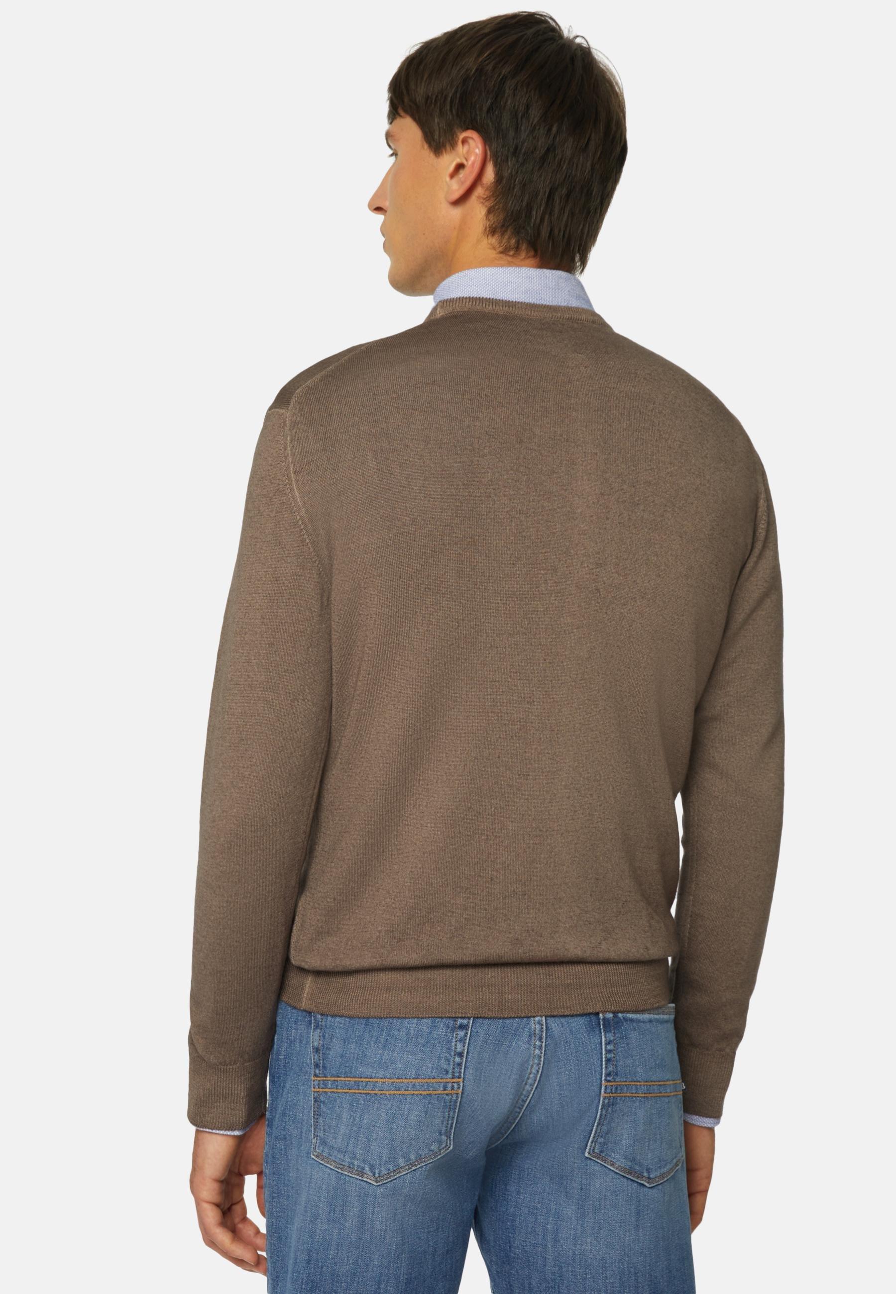 Merino Wool Crew Neck Jumper Grey, Taupe, large image number 2