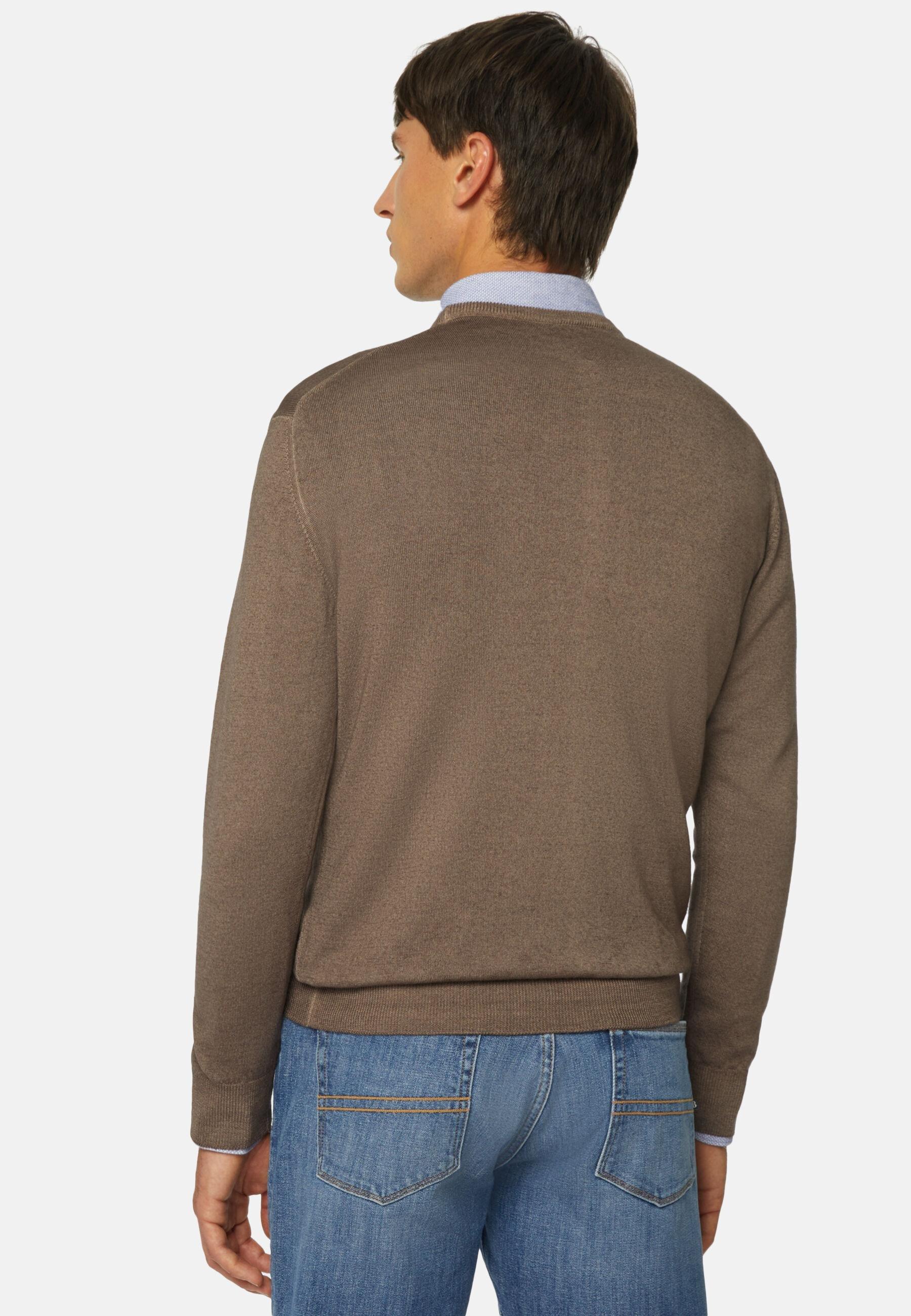 Merino Wool Crew Neck Jumper Grey, Taupe, large image number 3