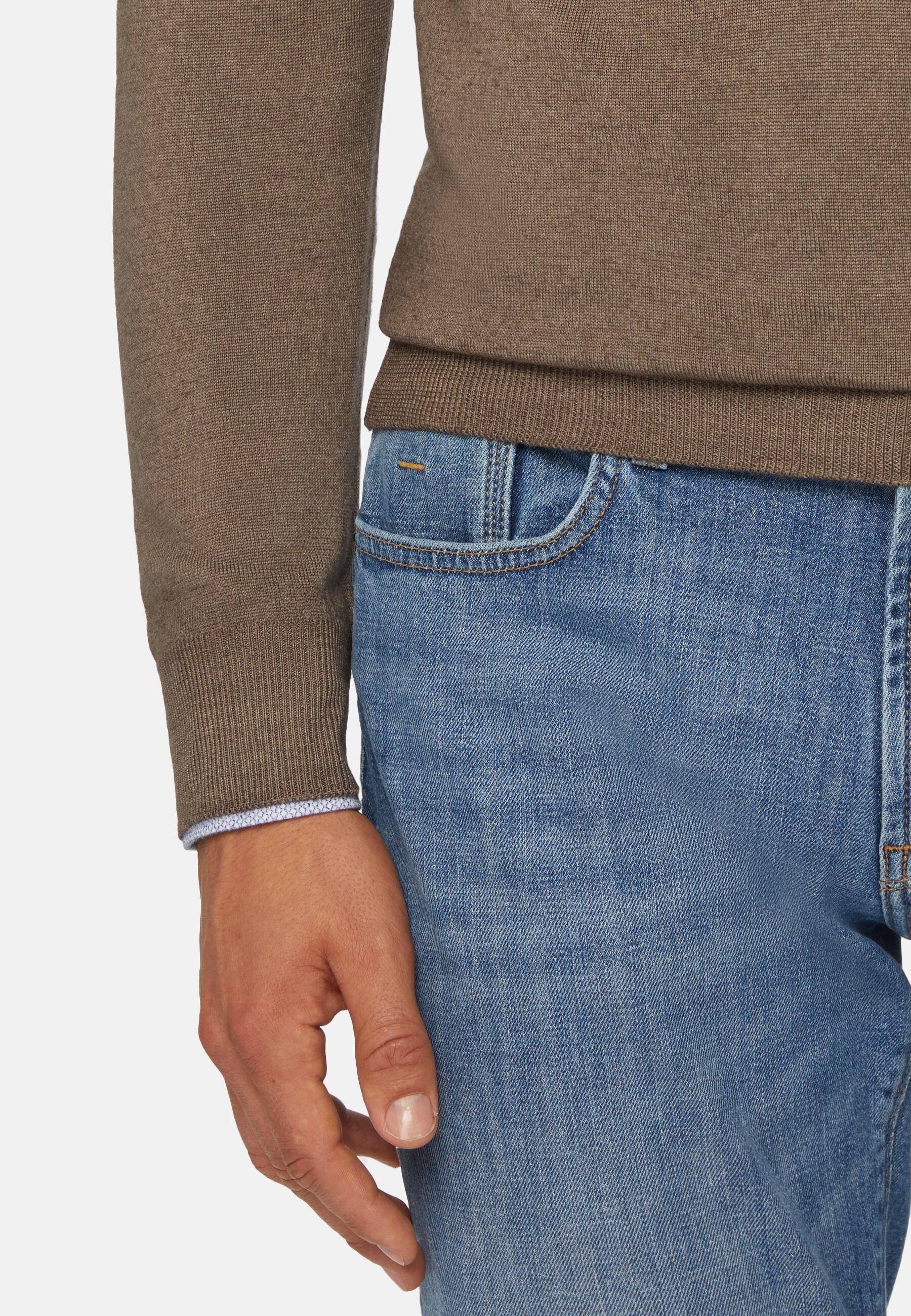 Merino Wool Crew Neck Jumper Grey, Taupe, large image number 5