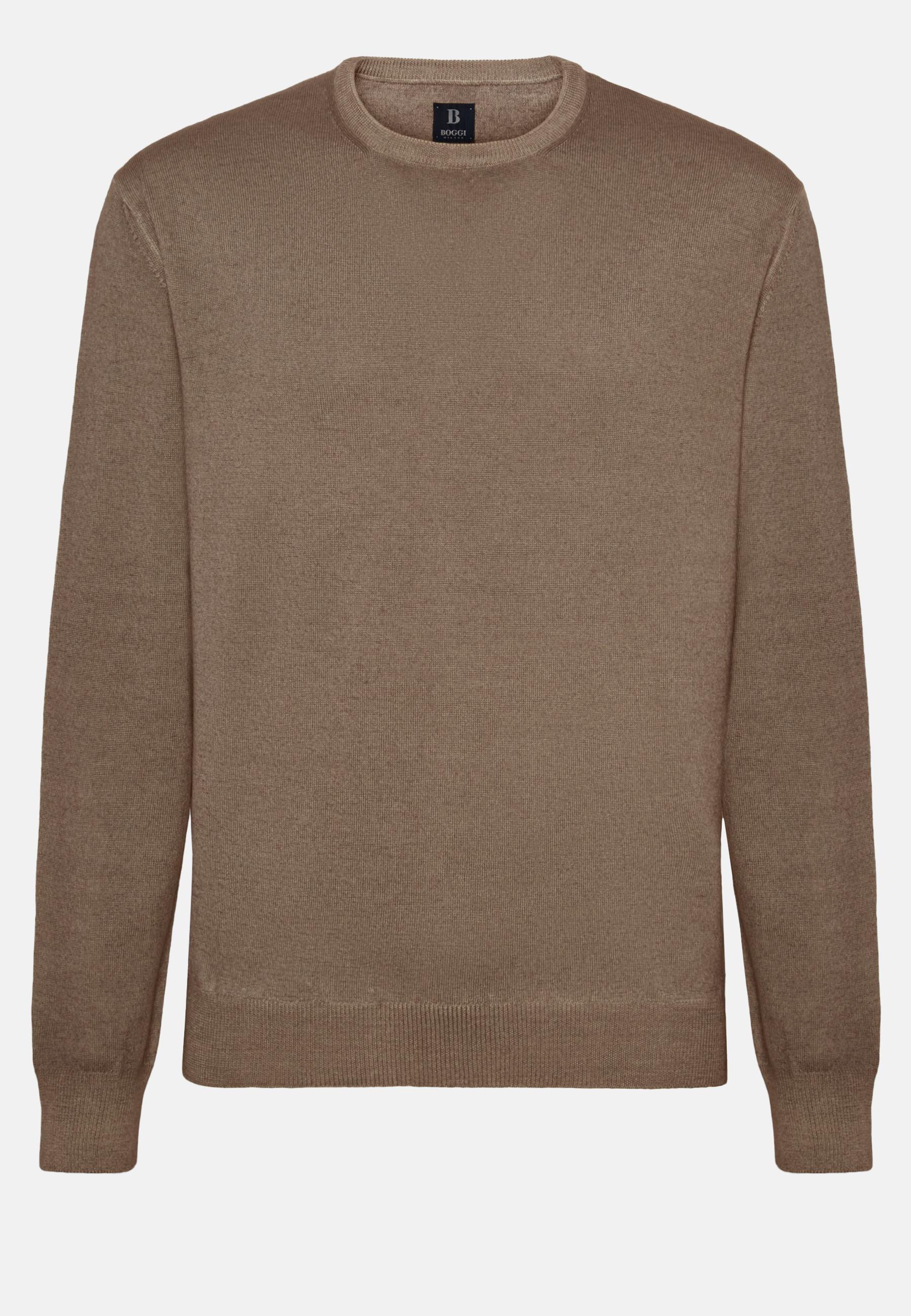 Merino Wool Crew Neck Jumper Grey, Taupe, large image number 6