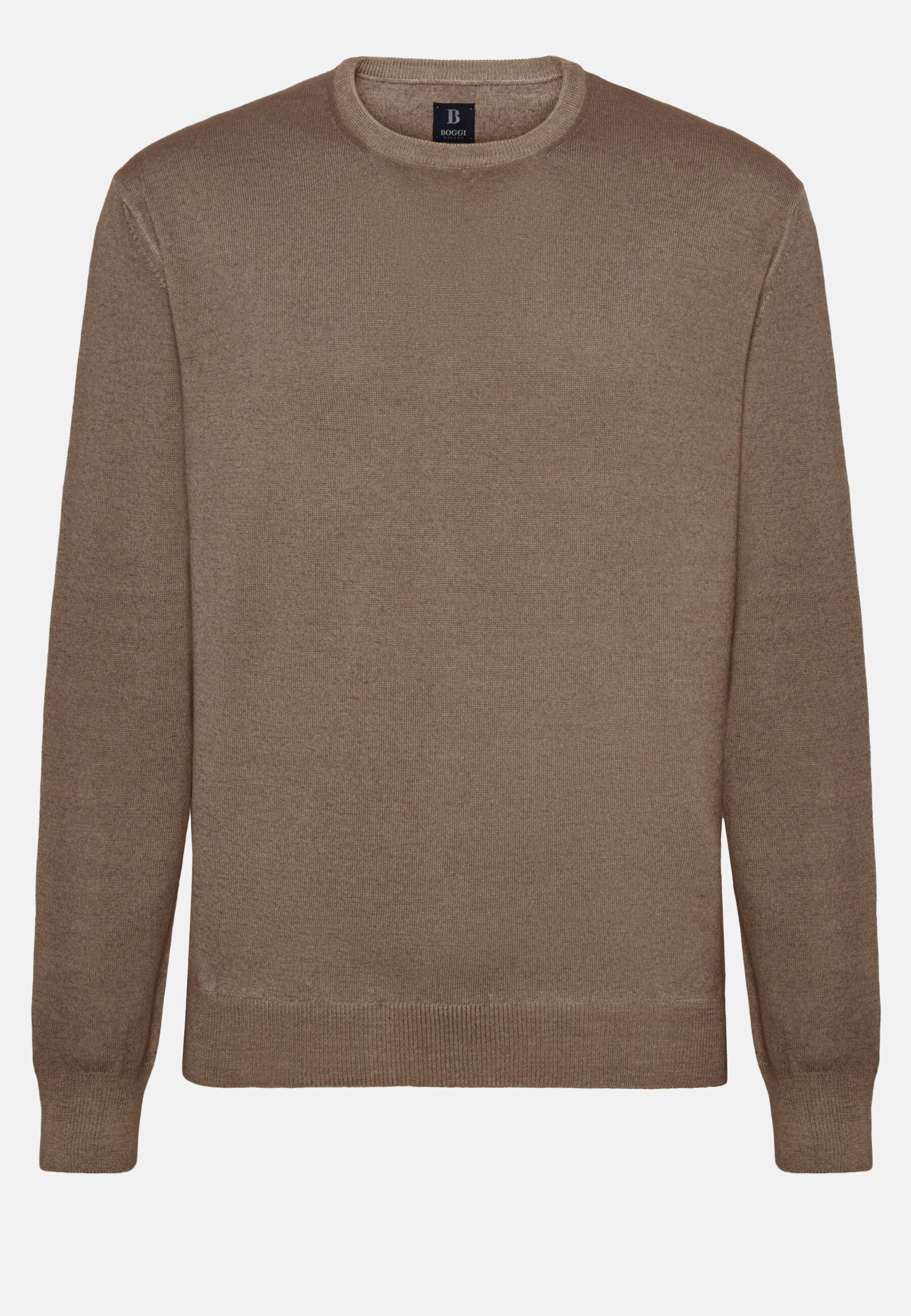Merino Wool Crew Neck Jumper Grey, Taupe, large image number 7