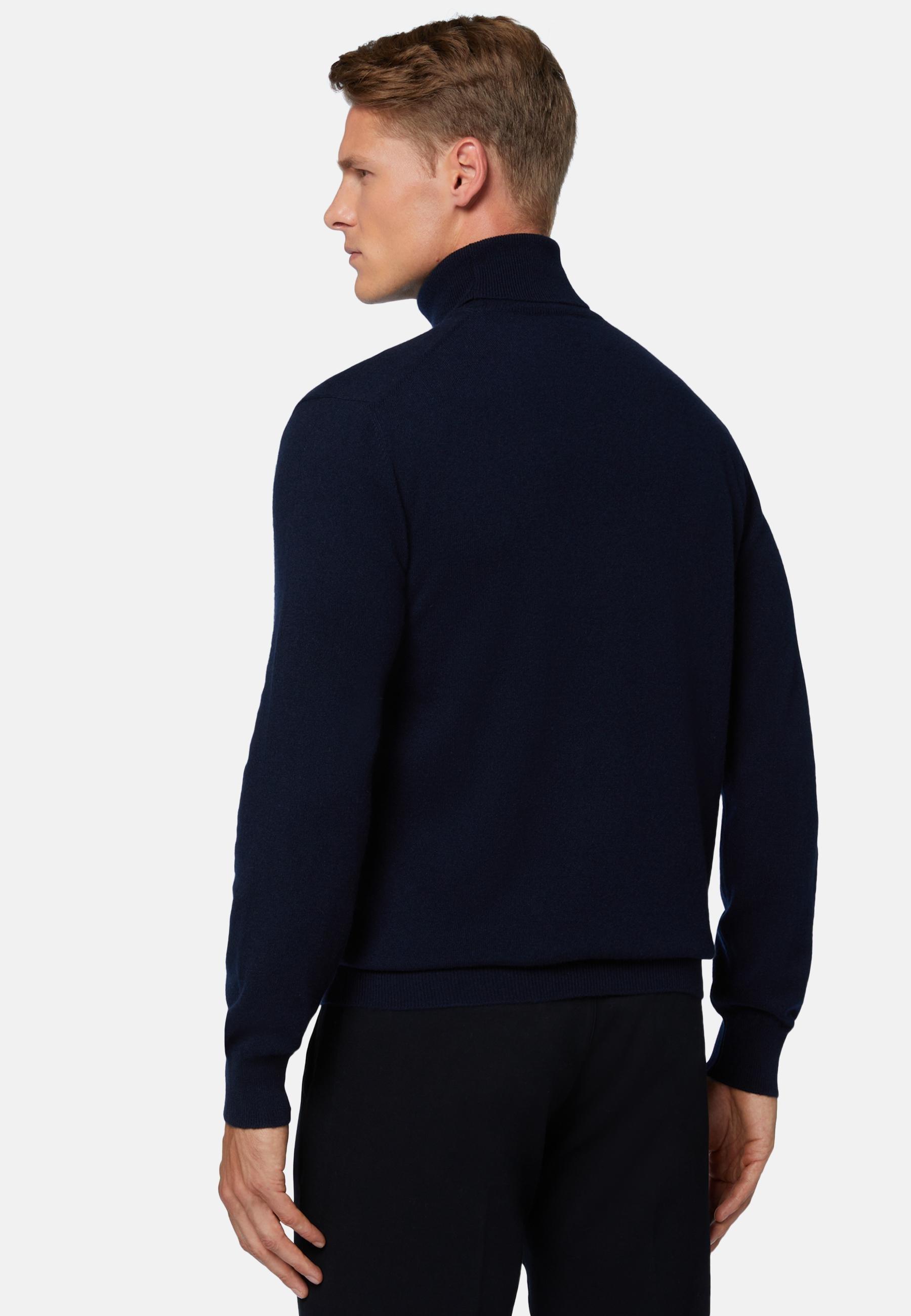 Navy Polo Neck Jumper In Cashmere Blue, , large image number 1