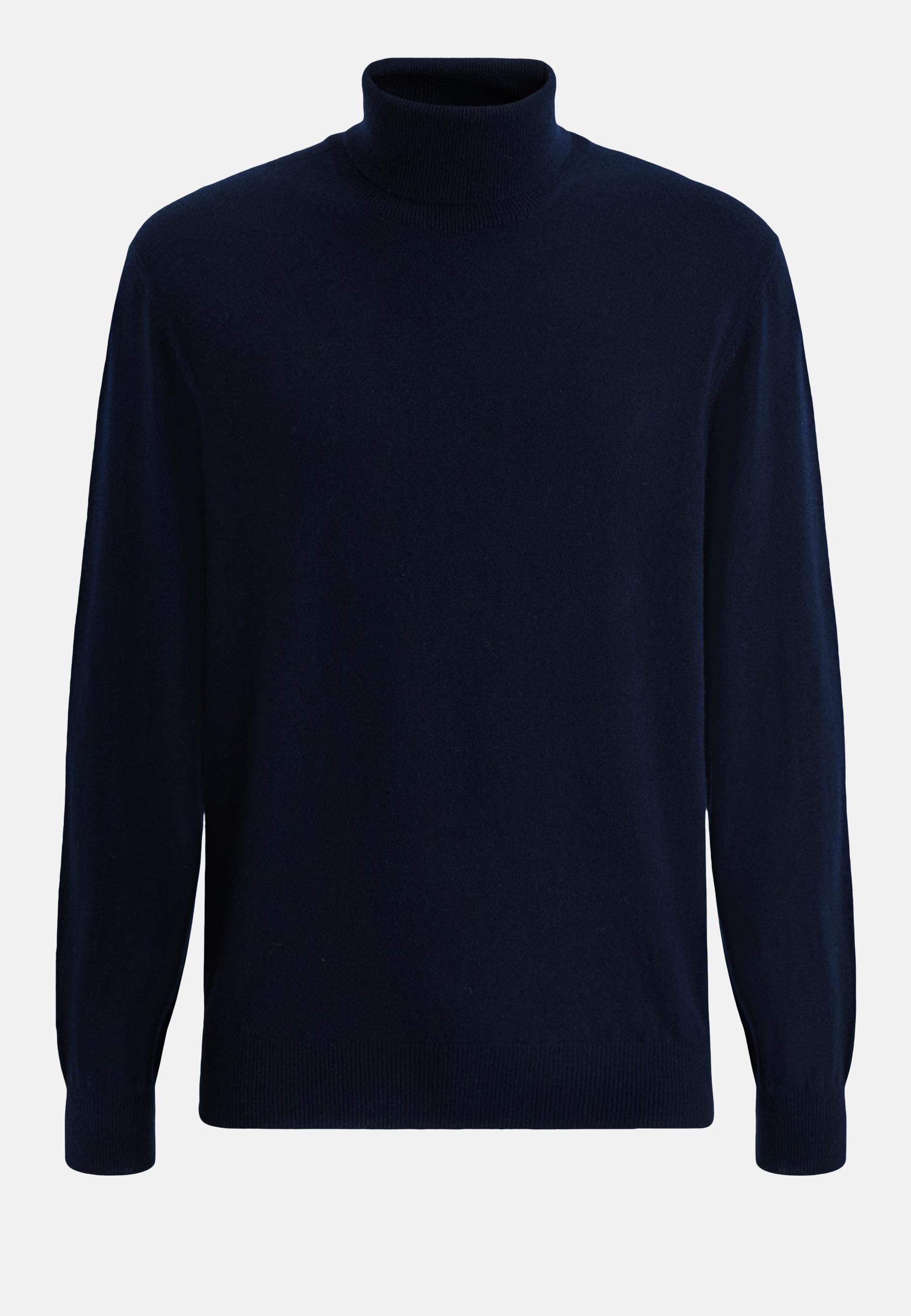 Navy Polo Neck Jumper In Cashmere Blue, , large image number 3