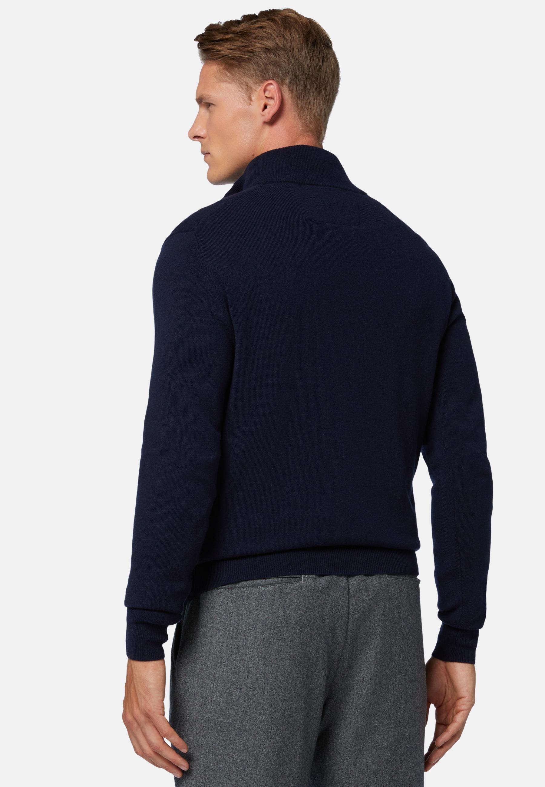 Wool/Cashmere Half Zip Jumper Navy, 3901_NAVY, large image number 2