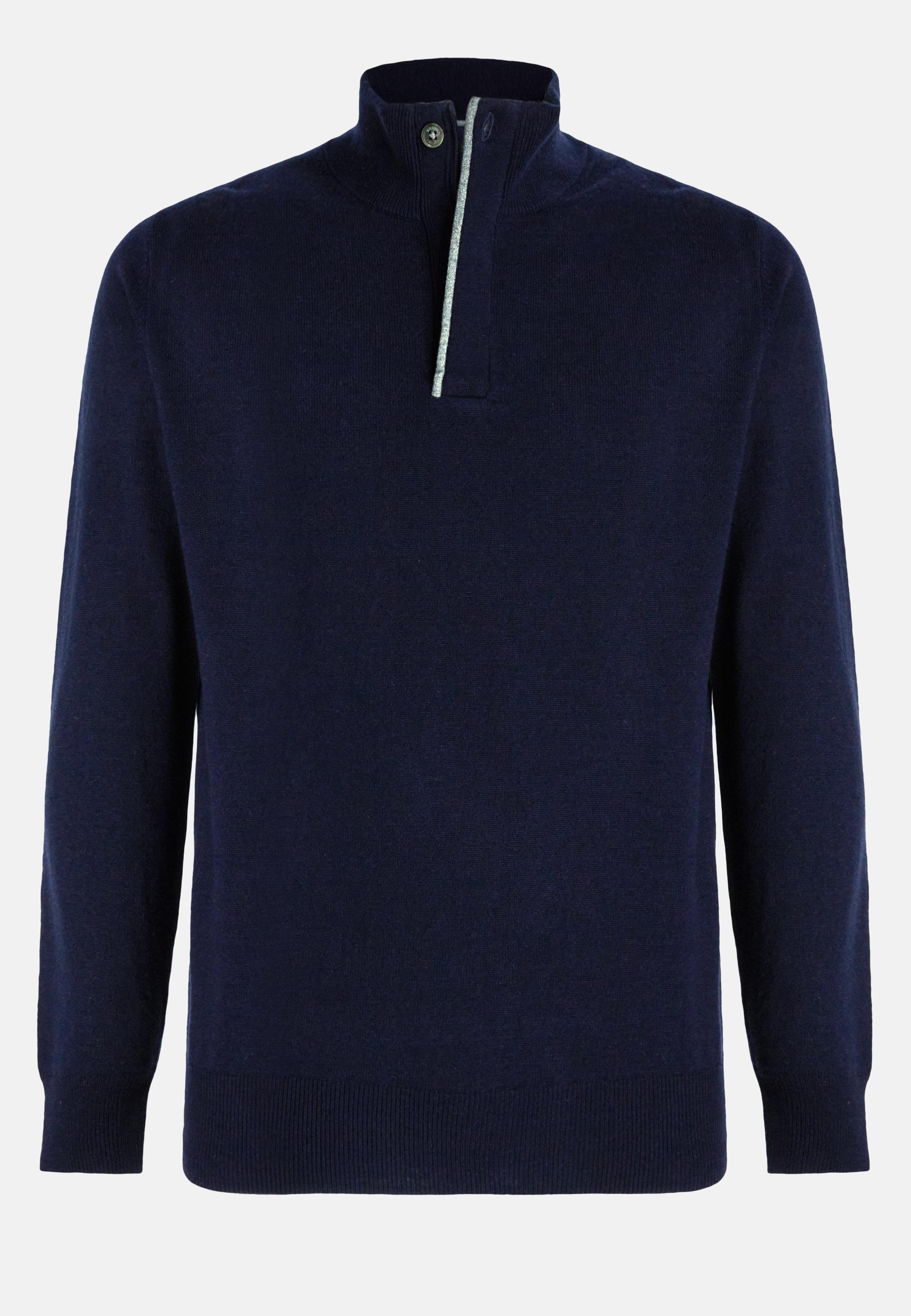 Wool/Cashmere Half Zip Jumper Navy, 3901_NAVY, large image number 6