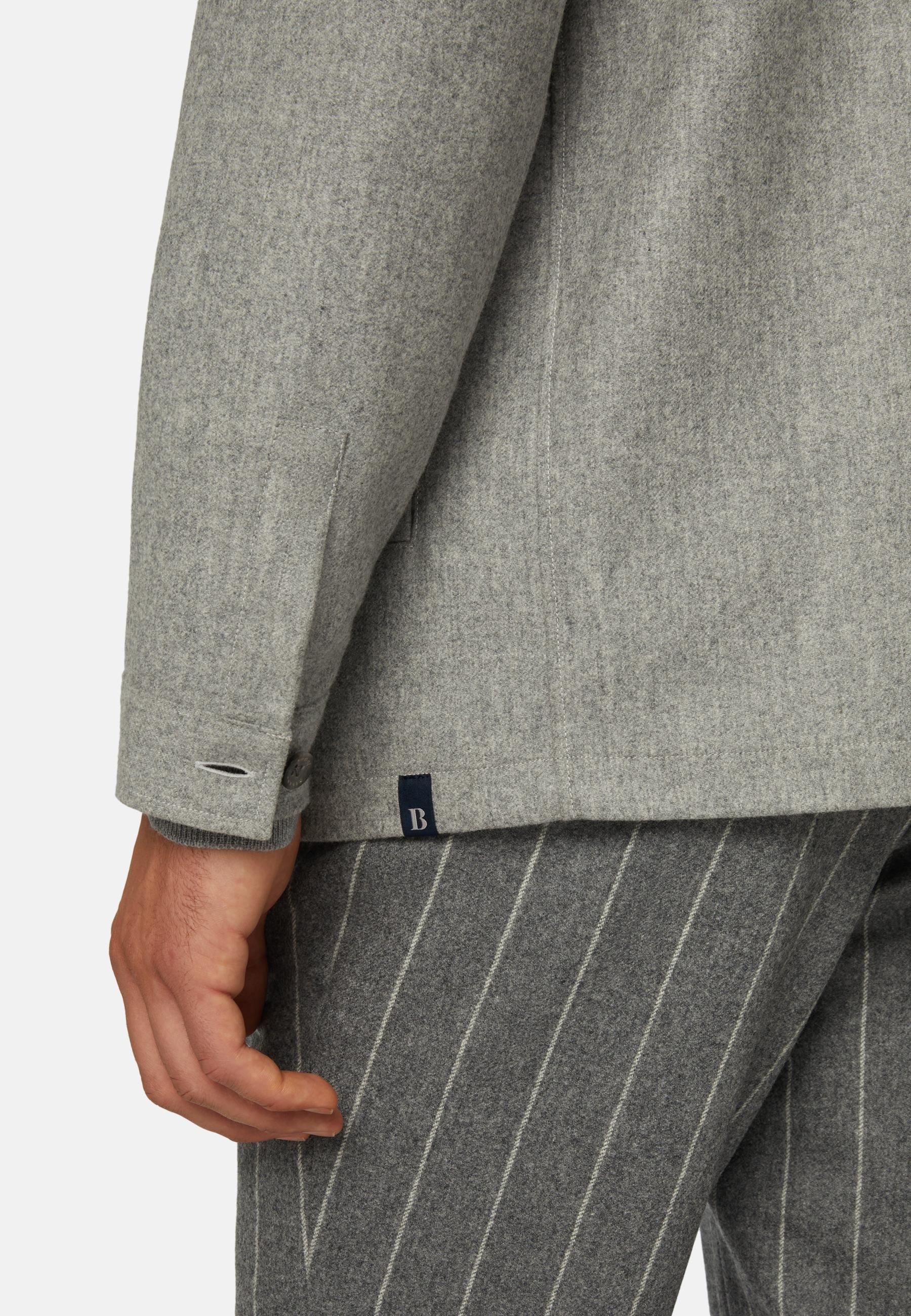 Link Shirt Jacket In Wool Flannel Grey, Grey, large image number 4