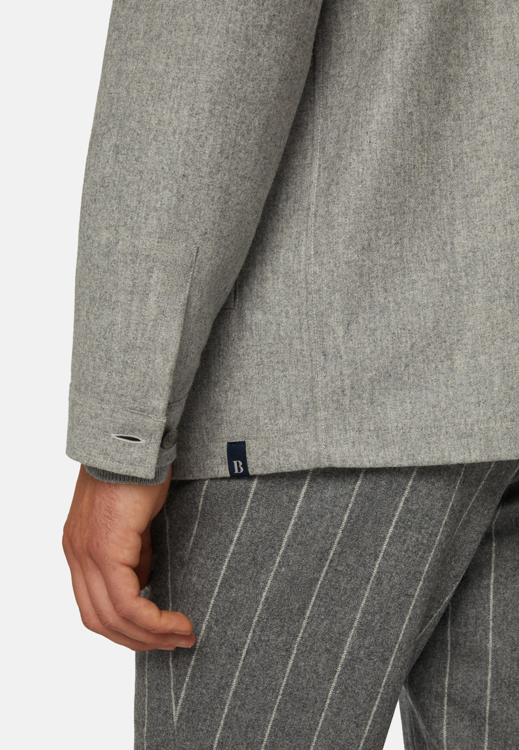 Link Shirt Jacket In Wool Flannel Grey, Grey, large image number 5