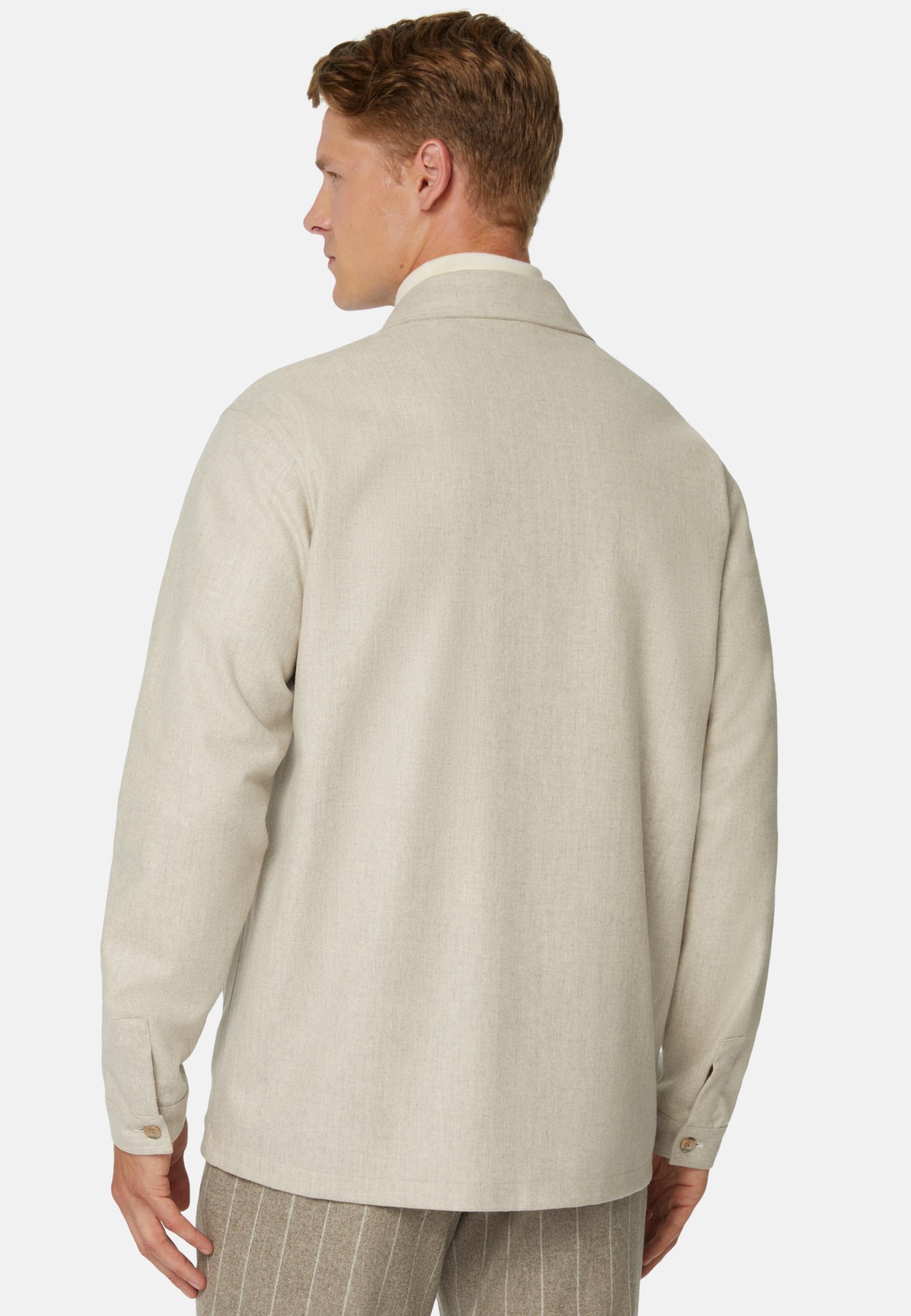 Link Shirt Jacket In Wool Flannel Beige, , large image number 1
