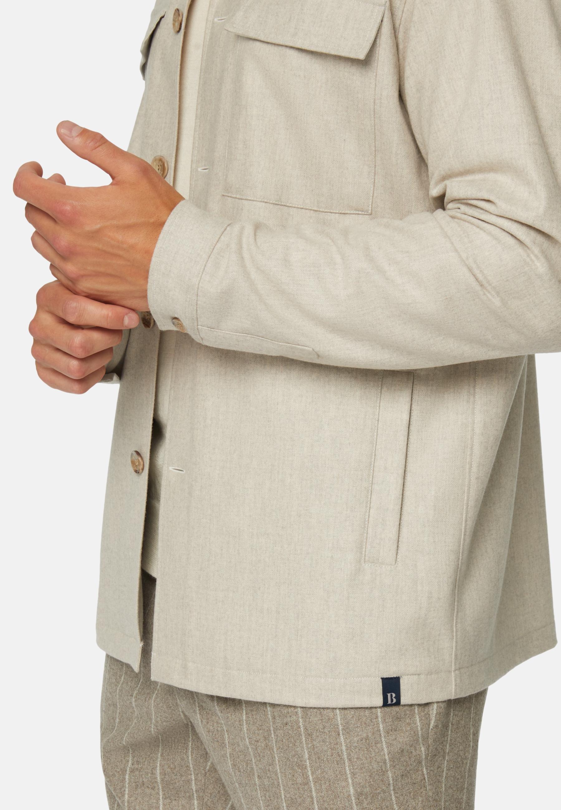 Boggi Milano - Beige Link Shirt Jacket In Wool Flannel