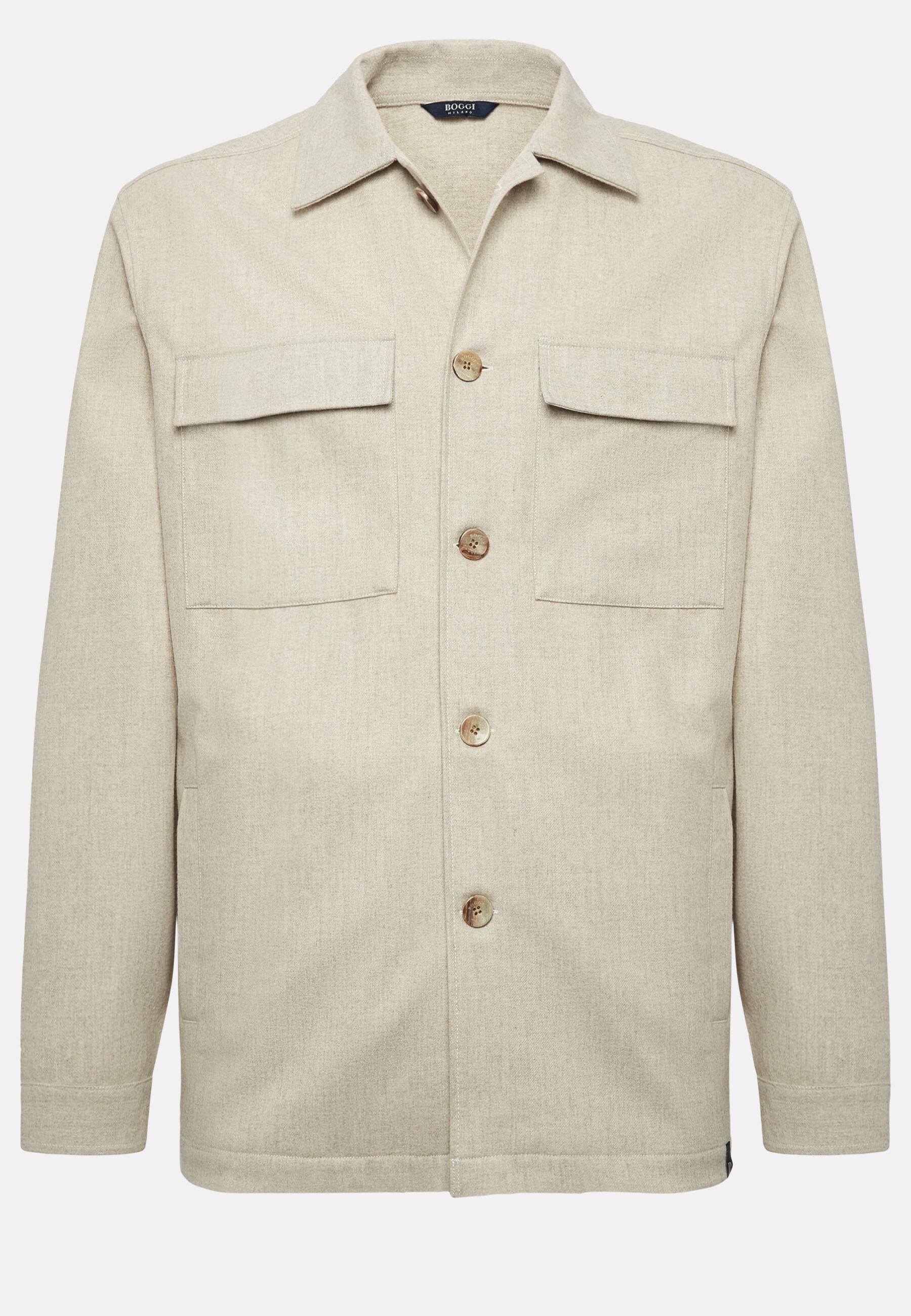 Link Shirt Jacket In Wool Flannel Beige, Sand, large image number 7