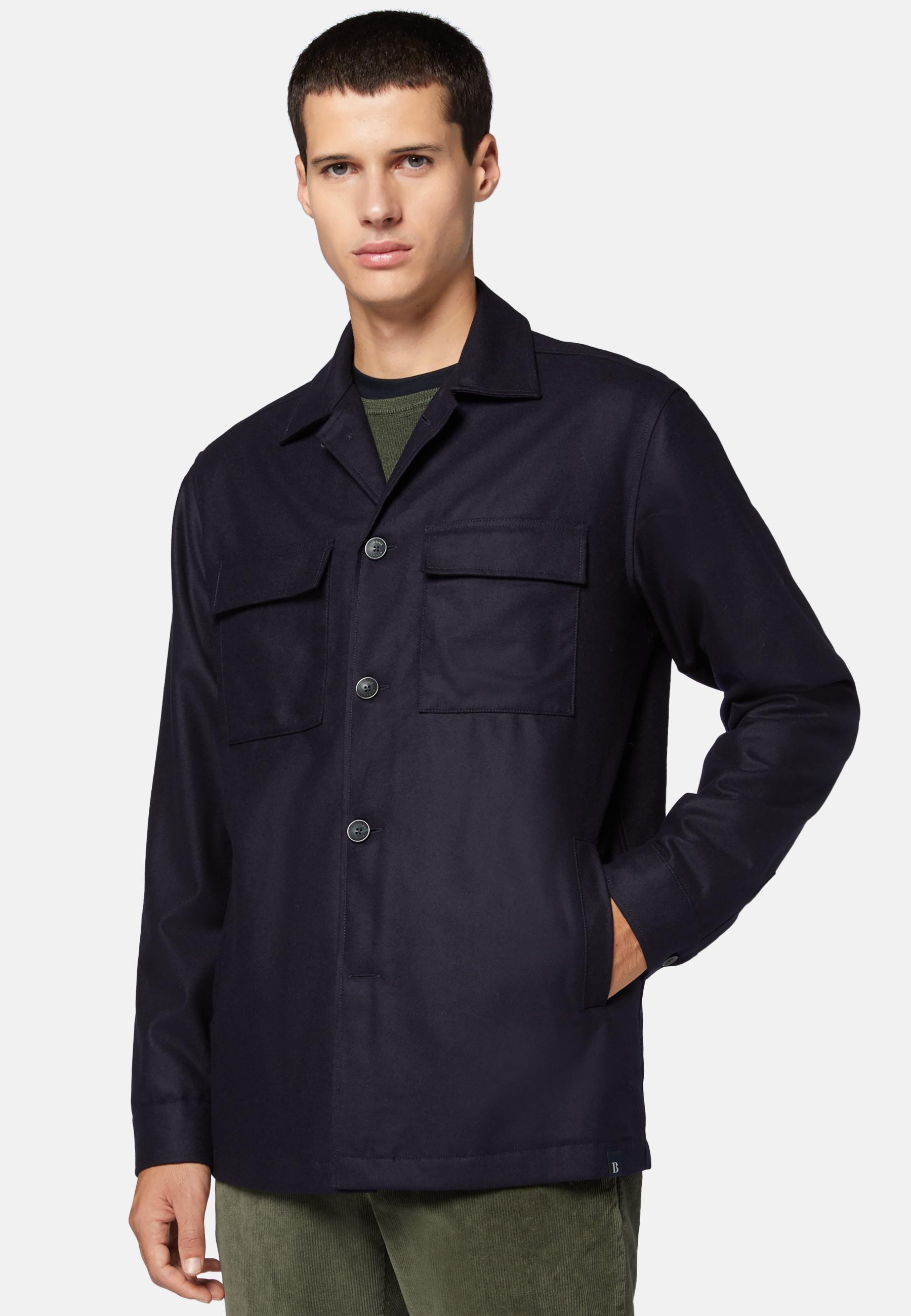Link Shirt Jacket In Wool Flannel Blue, , large image number 0