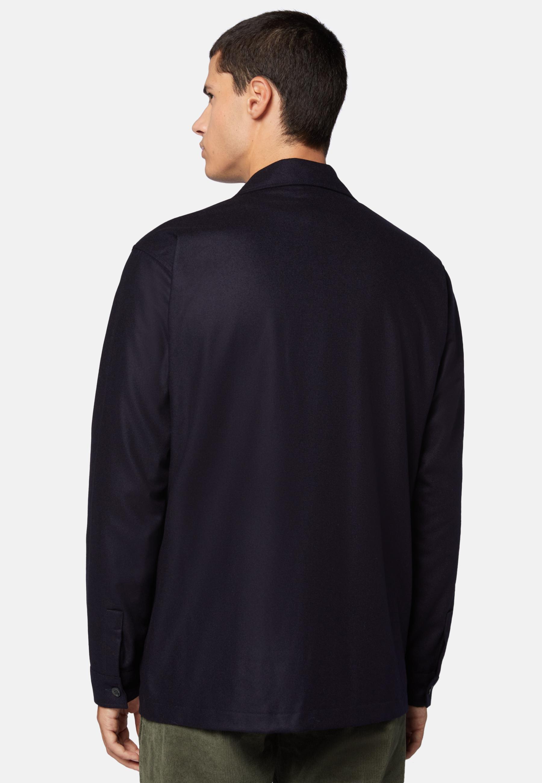 Link Shirt Jacket In Wool Flannel Blue, , large image number 1