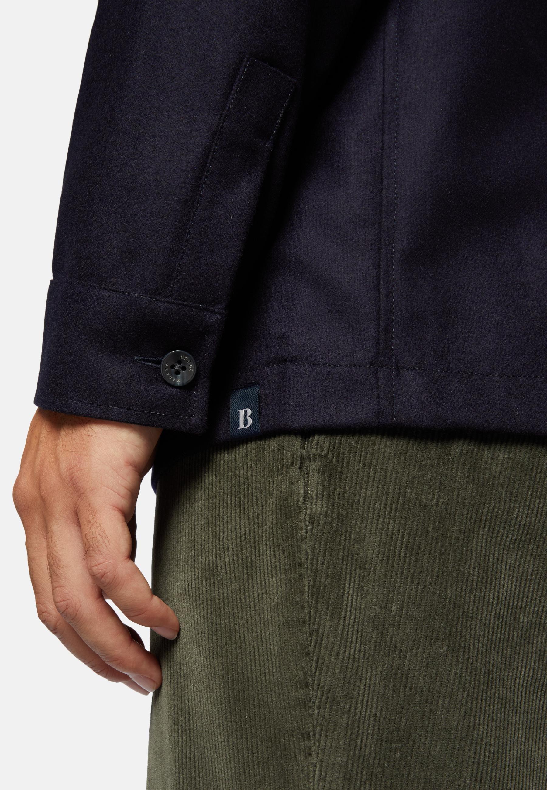 Link Shirt Jacket in Wool Flannel, Navy Blue, Navy blue, large image number 4