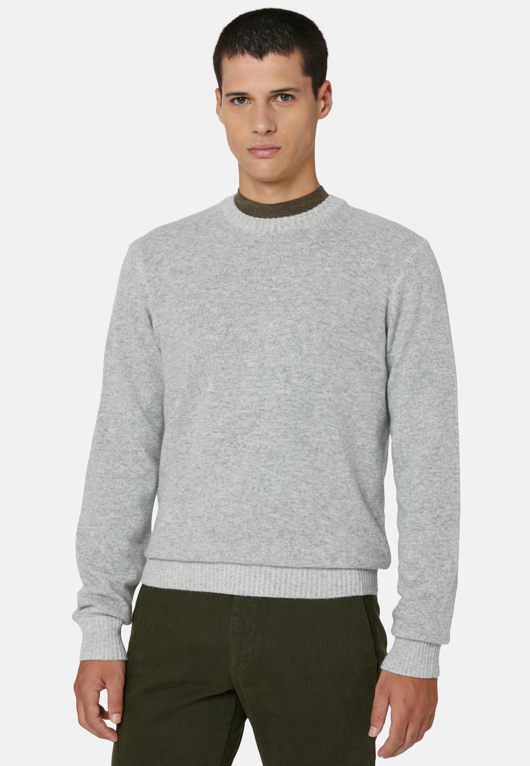 Crew Neck Jumper in A Cashmere Blend, Grey, Grey, large image number 0