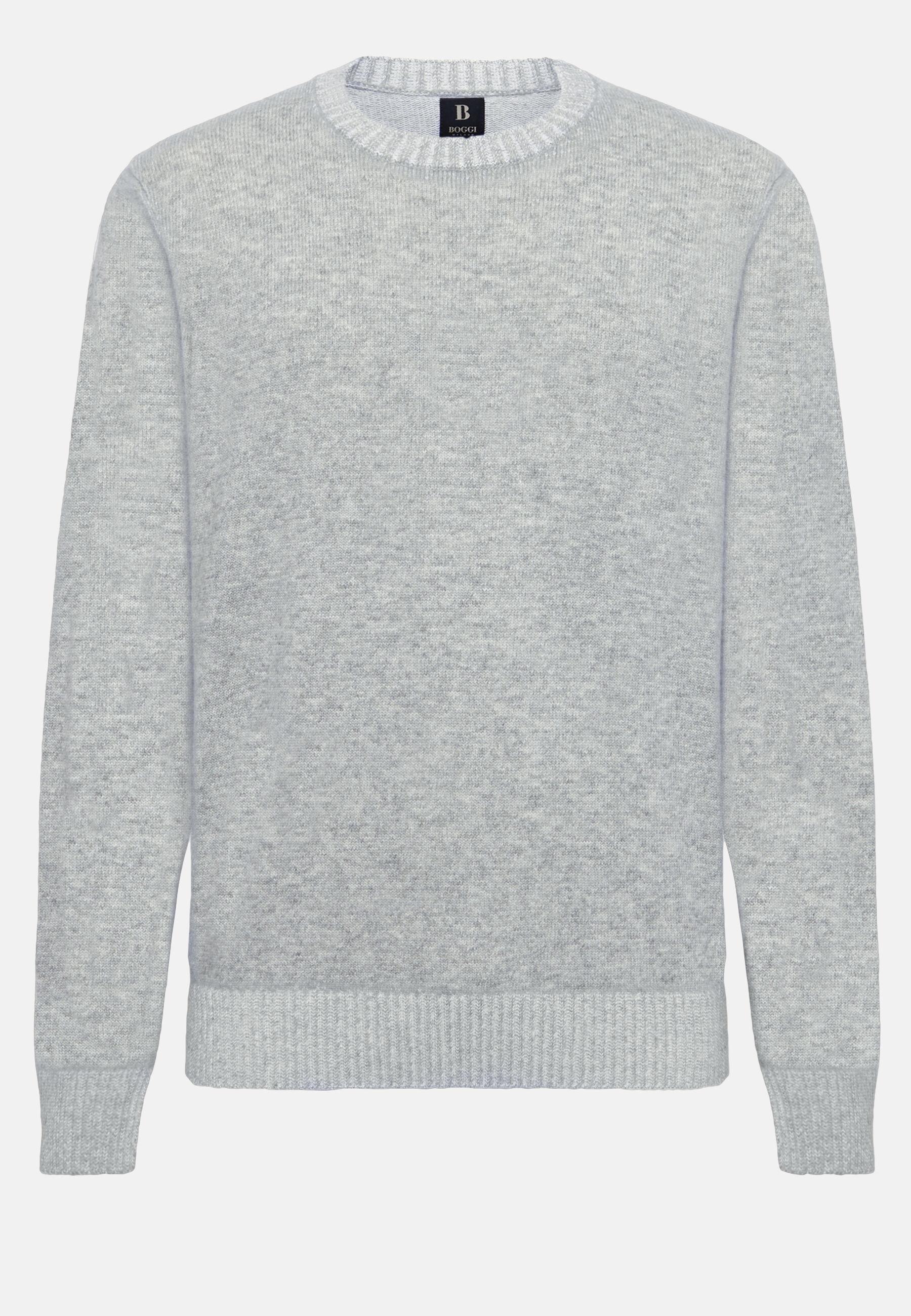 Crew Neck Jumper in A Cashmere Blend, Grey, Grey, large image number 7