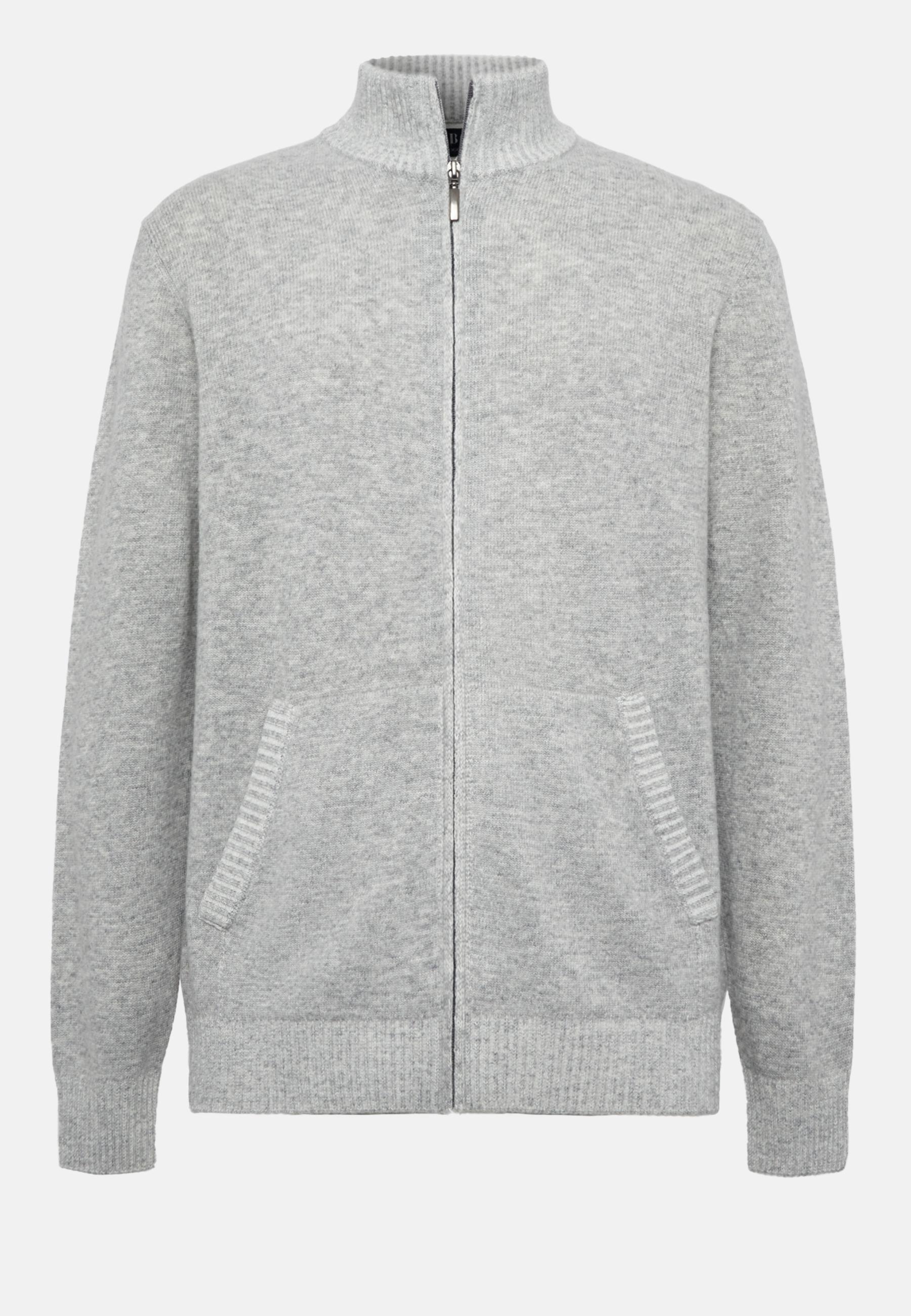 Full-Zip Jumper In A Cashmere Blend Grey, Grey, large image number 3
