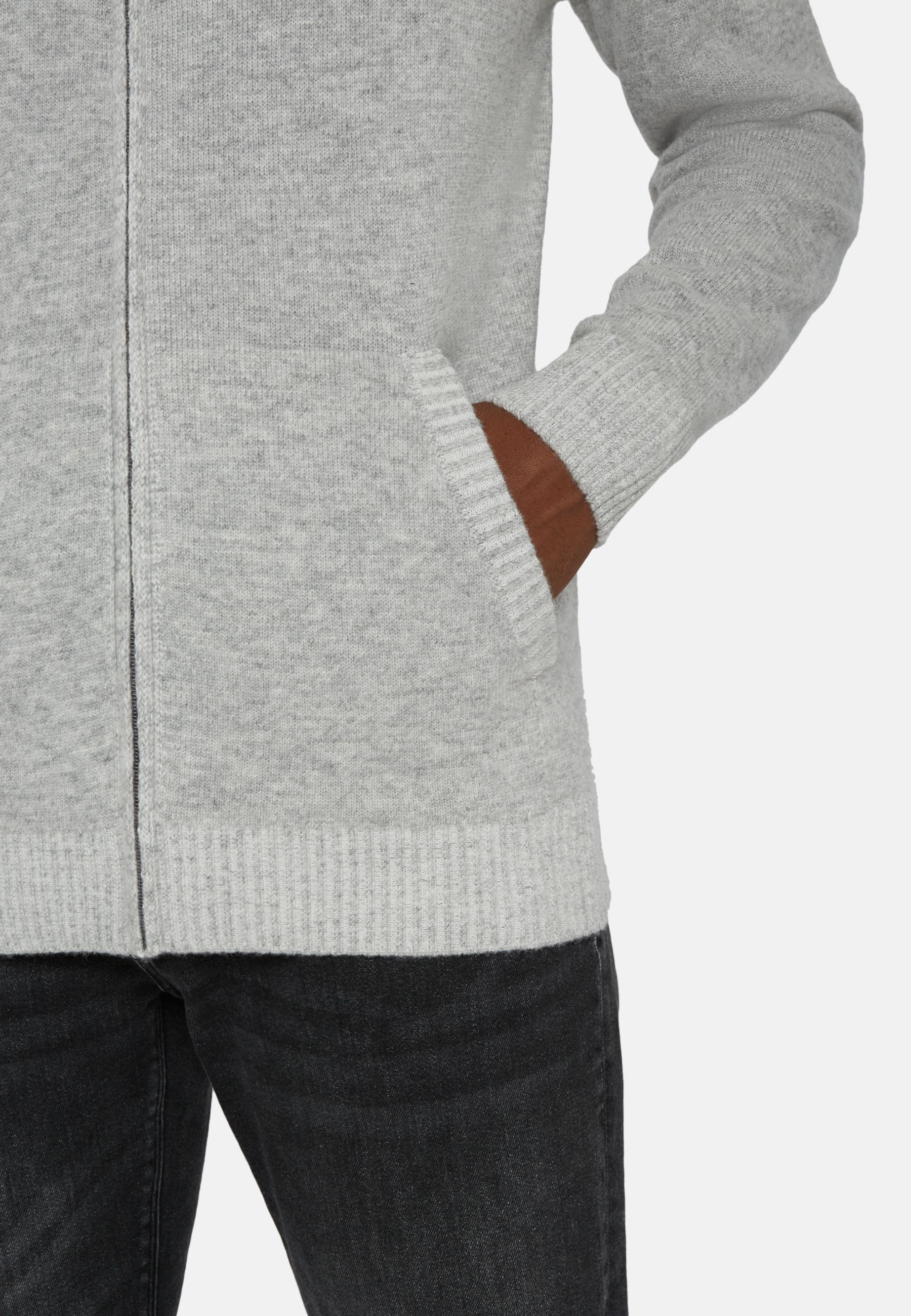 Full-Zip Jumper in A Cashmere Blend, Grey, Grey, large image number 4