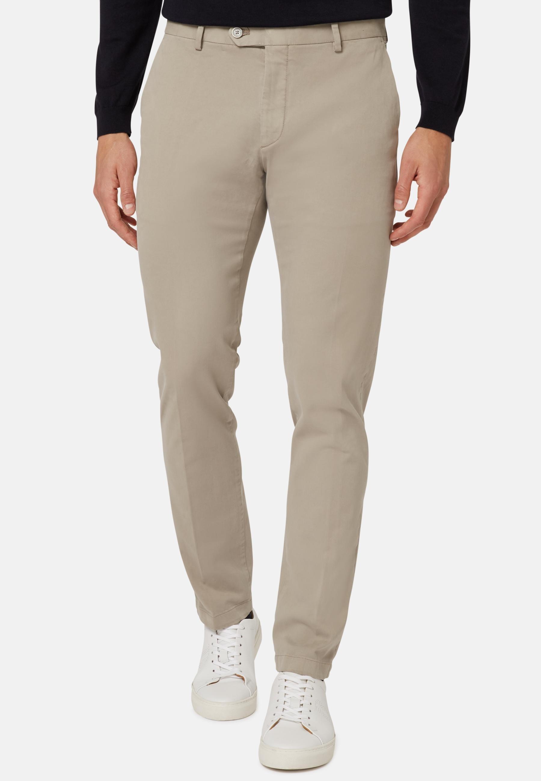 Stretch Cotton Trousers Beige, Beige, medium