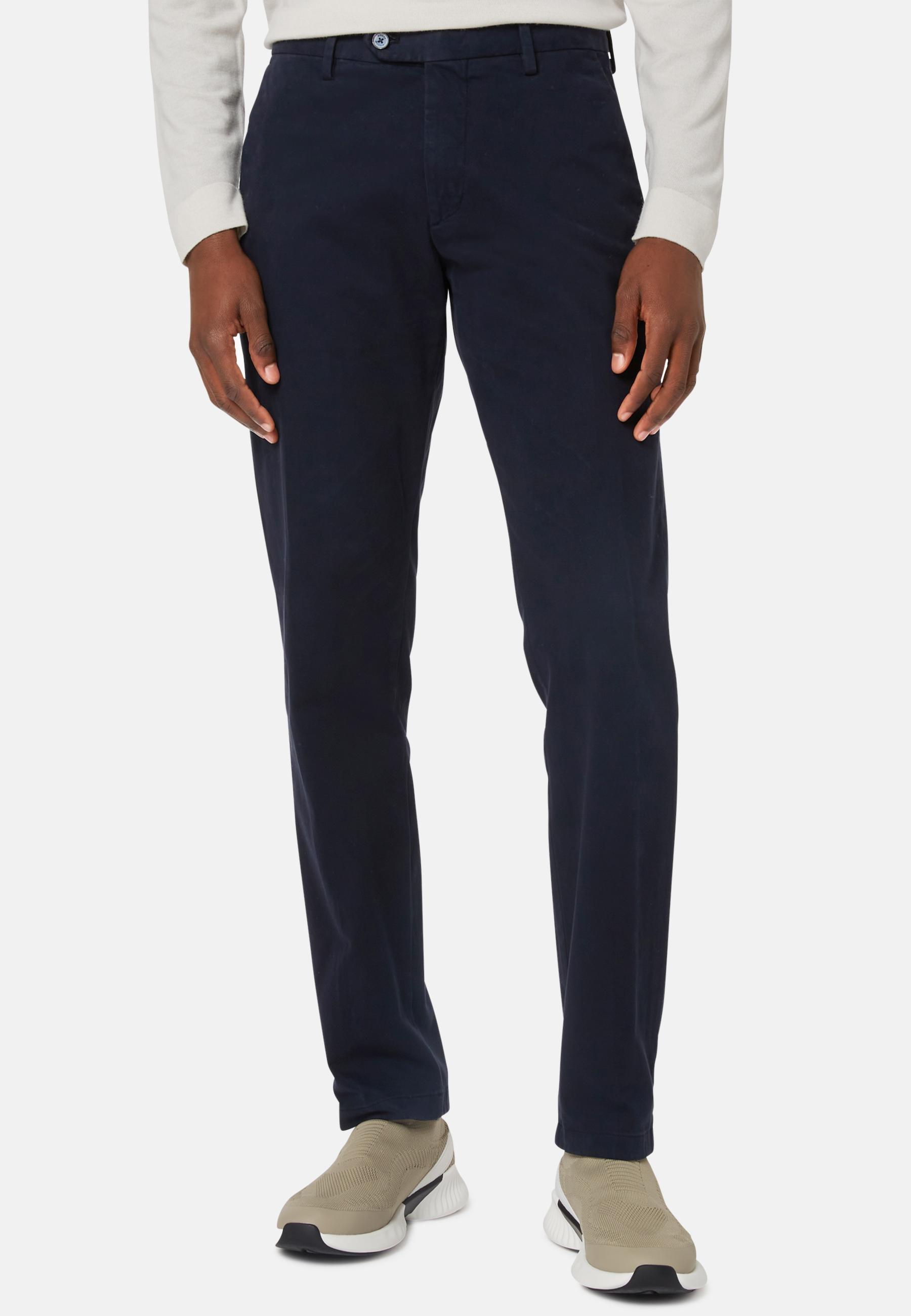 Stretch Cotton Trousers Blue, Navy blue, medium