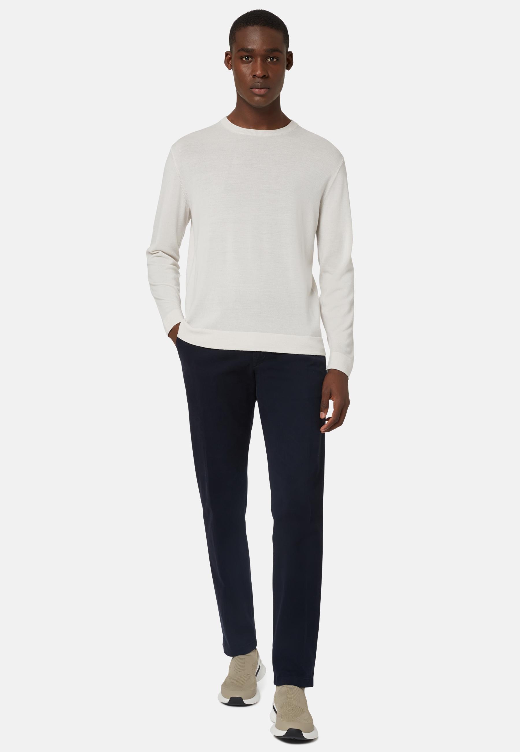 Stretch Cotton Trousers Blue, Navy blue, large image number 1
