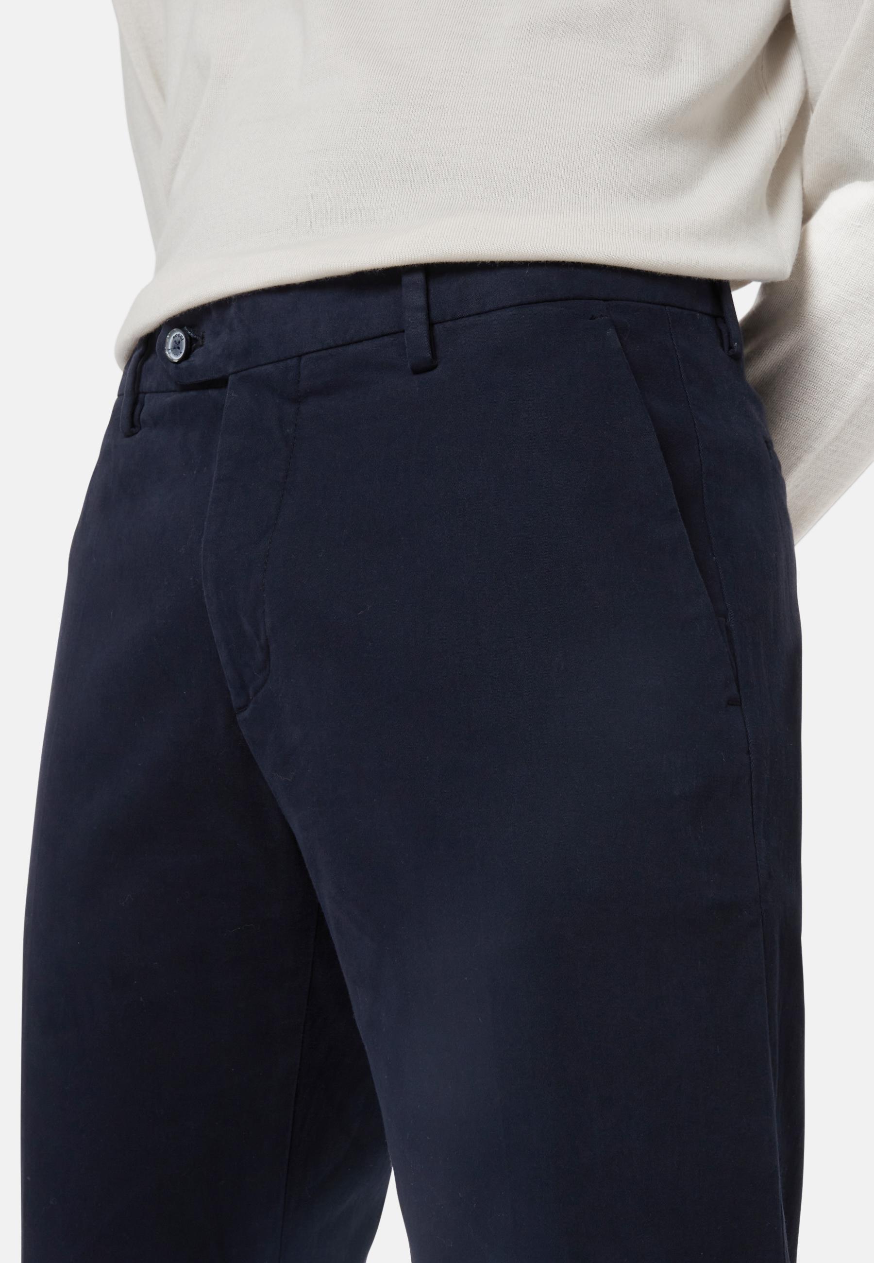 Stretch Cotton Trousers Blue, Navy blue, large image number 3