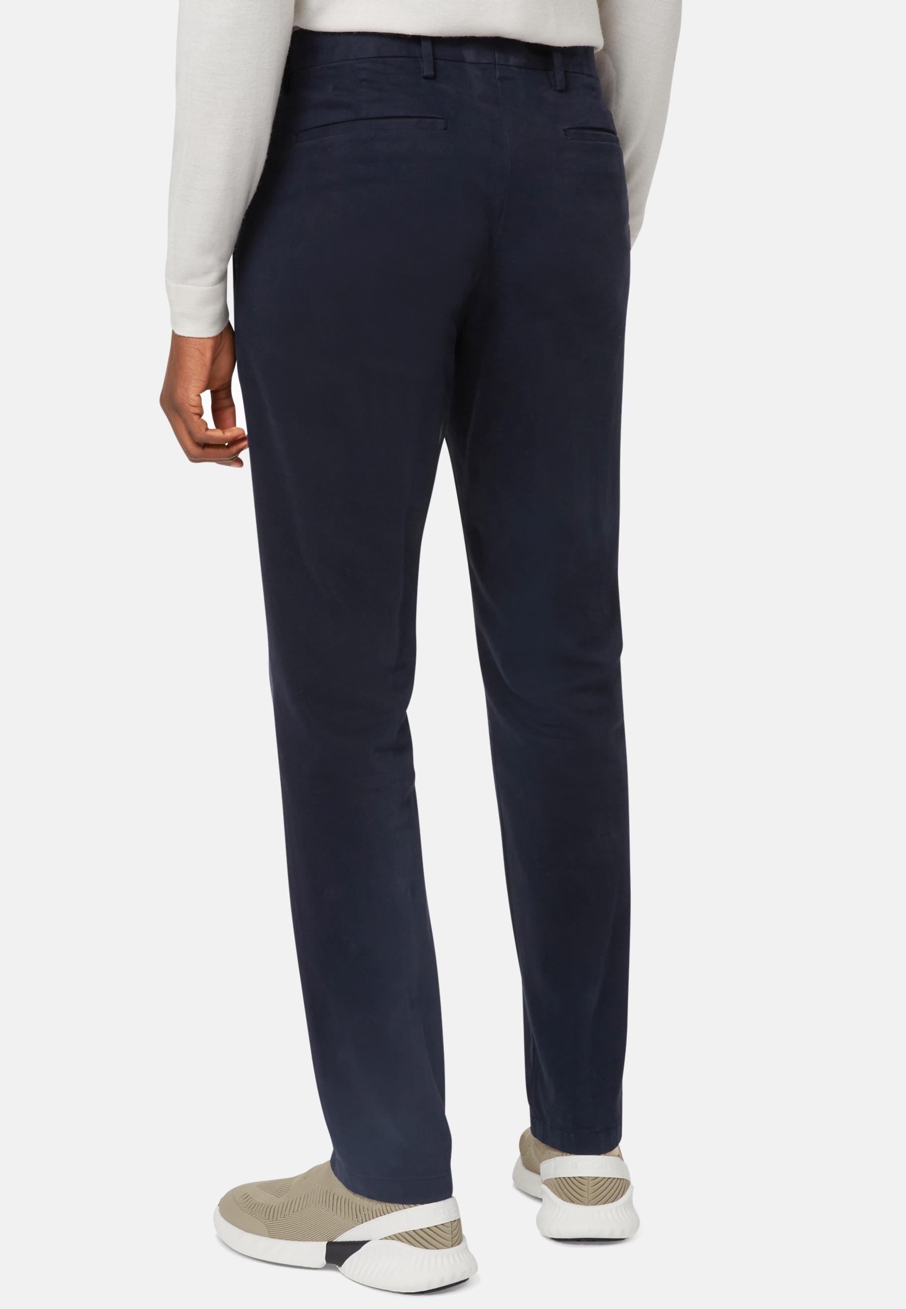 Stretch Cotton Trousers Blue, Navy blue, large image number 4