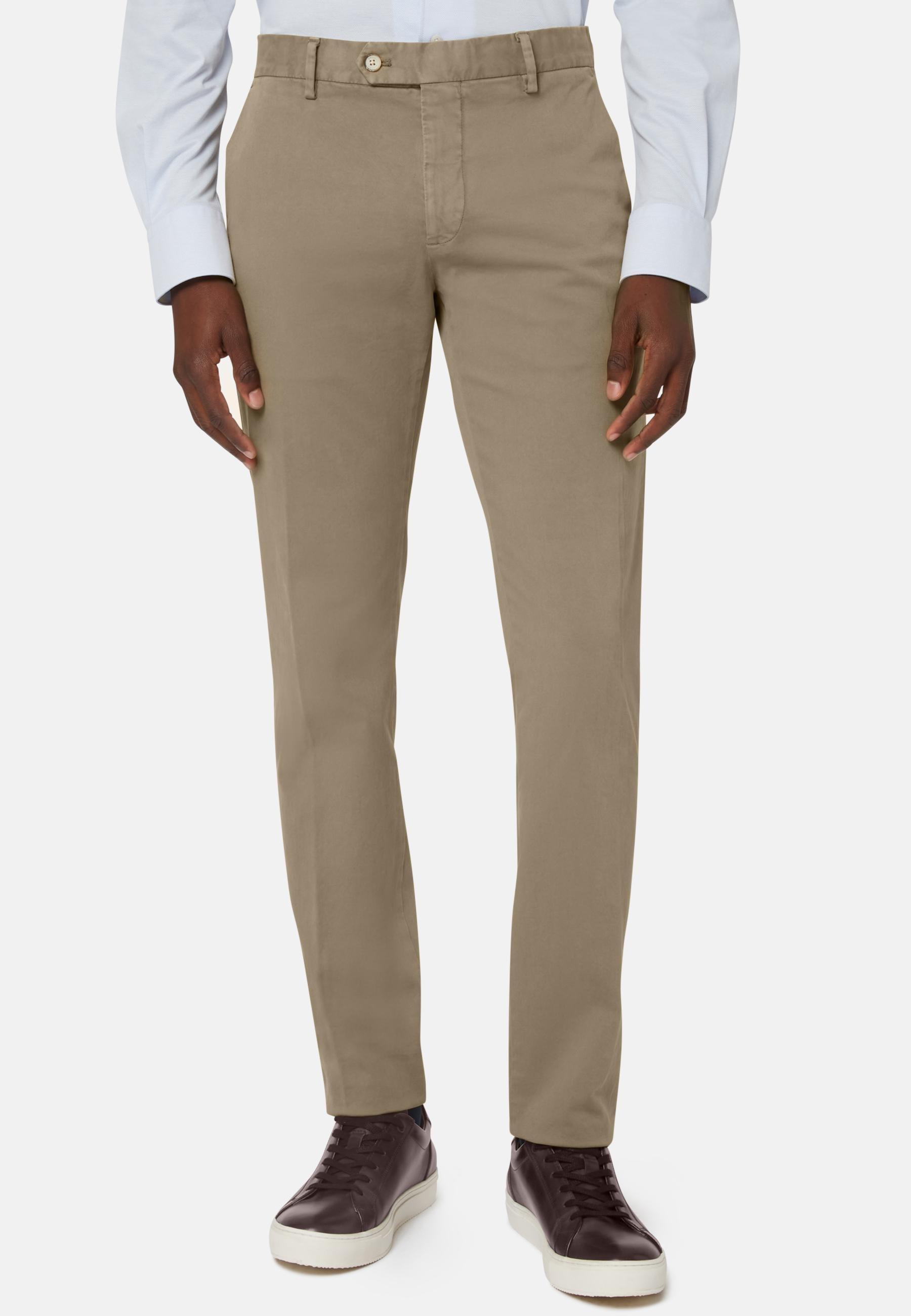 Stretch Cotton Trousers Beige, Kaki, medium