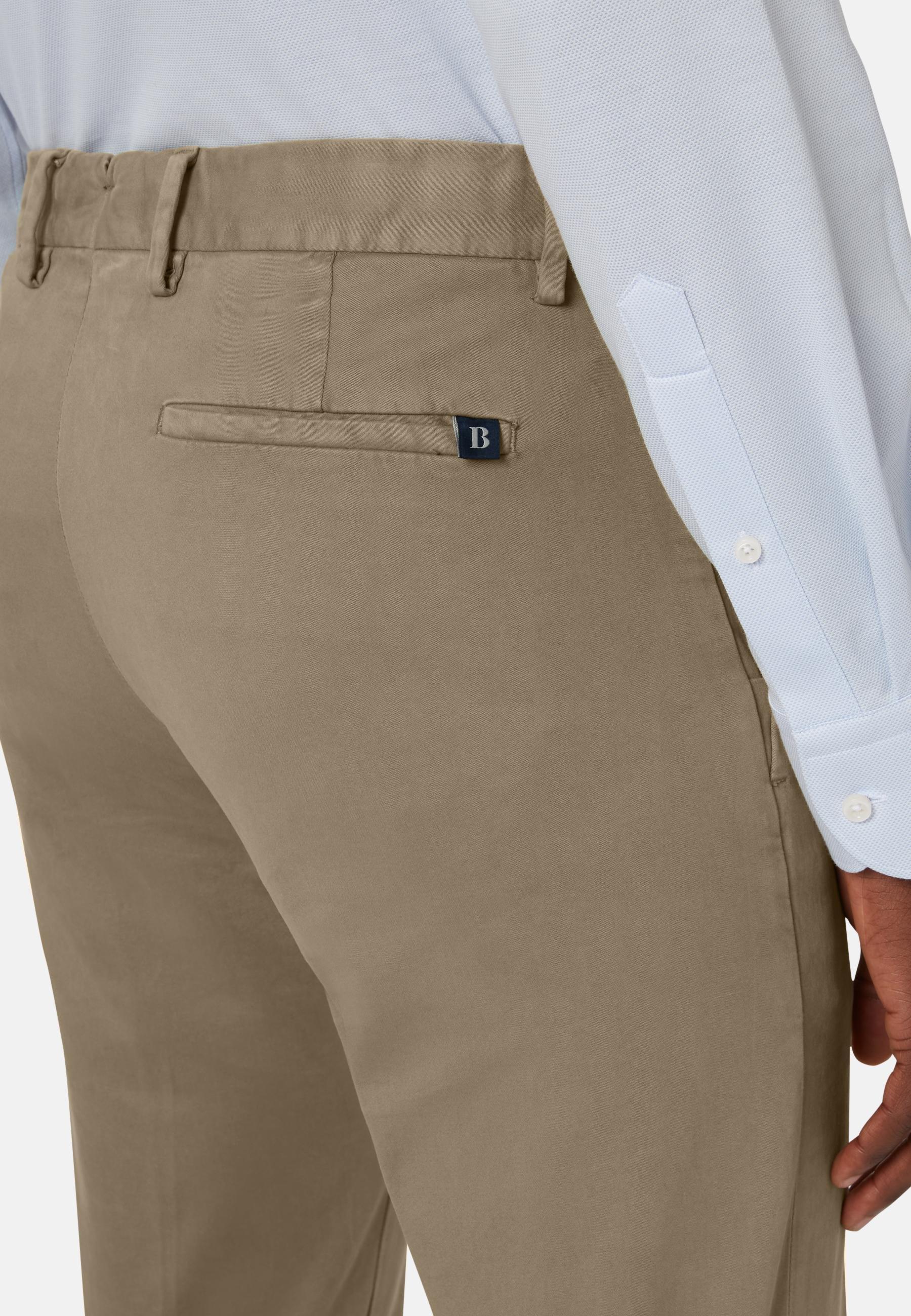 Stretch Cotton Trousers Beige, Kaki, large image number 3