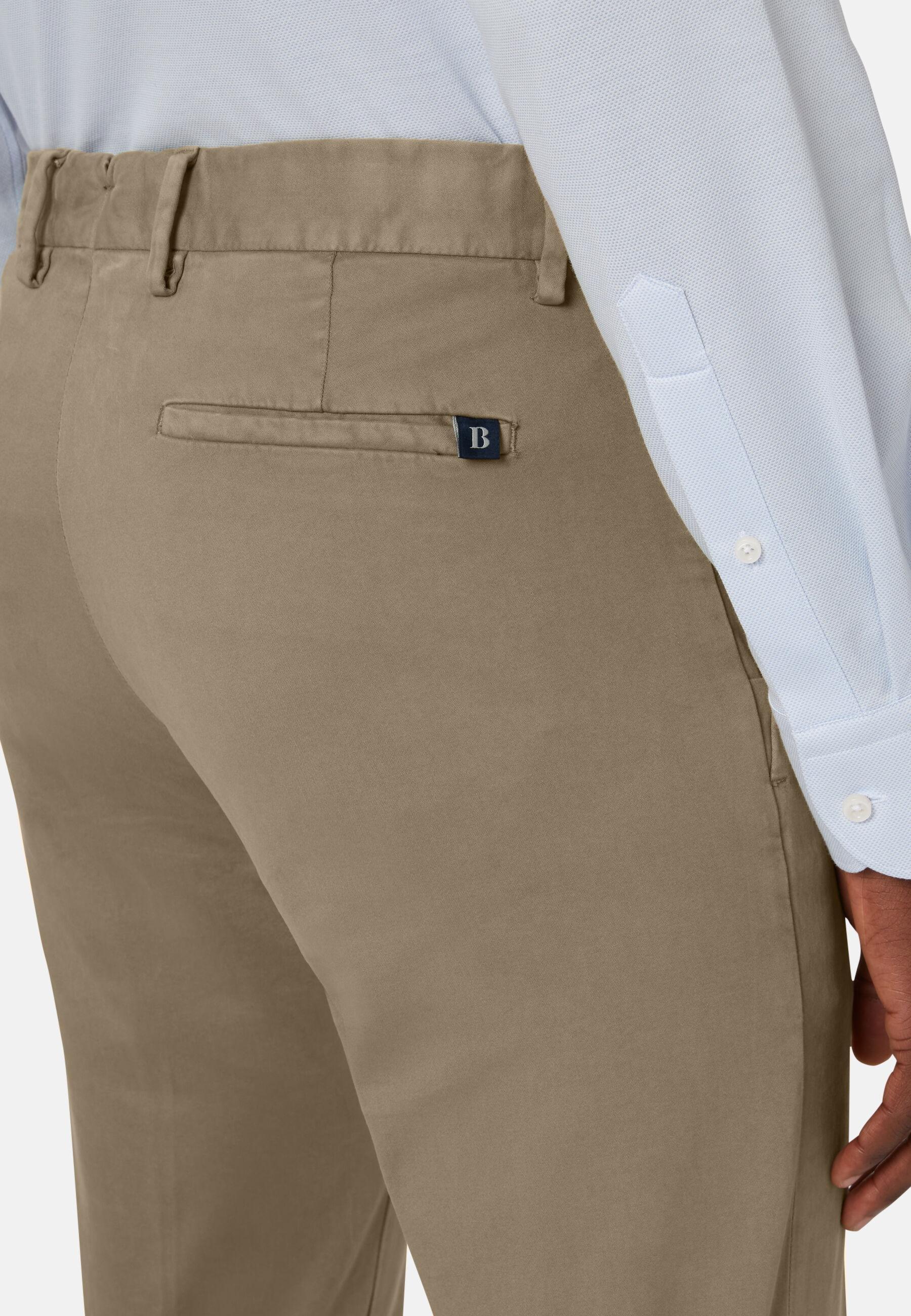 Stretch Cotton Trousers Beige, Kaki, large image number 7