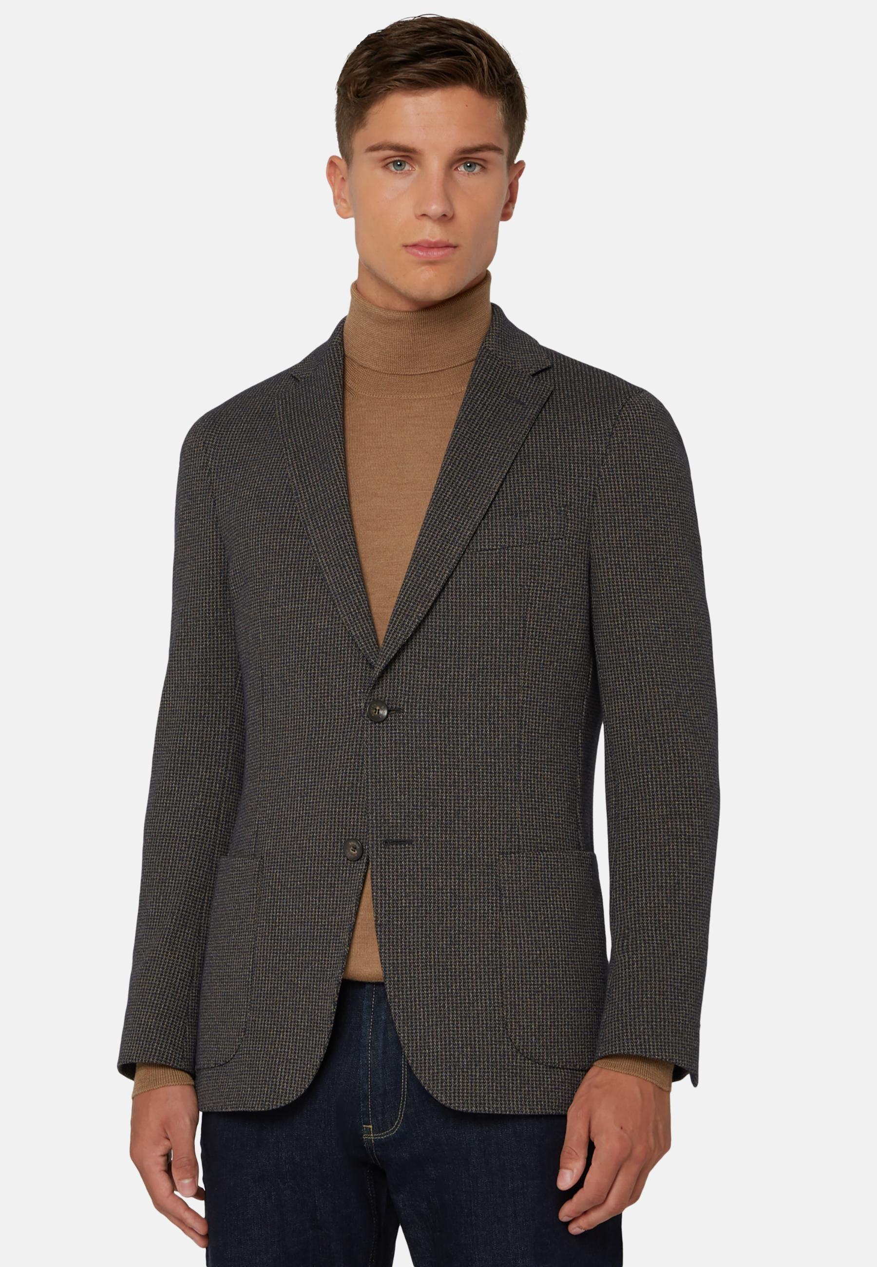 Jacket in A Cotton Blend B Jersey, Brown, Brown, large image number 0
