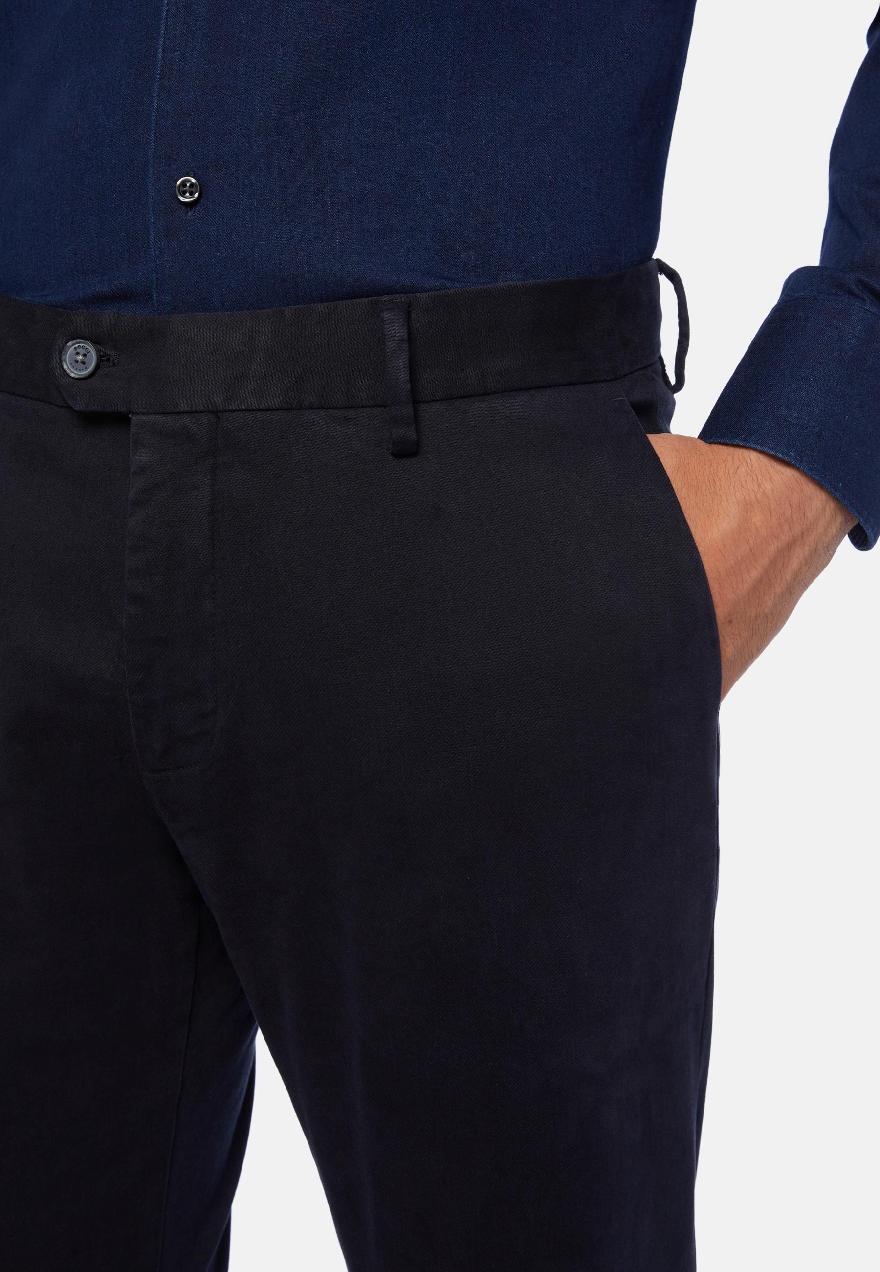 Stretch Cotton/Tencel Trousers Blue, Navy blue, large image number 3