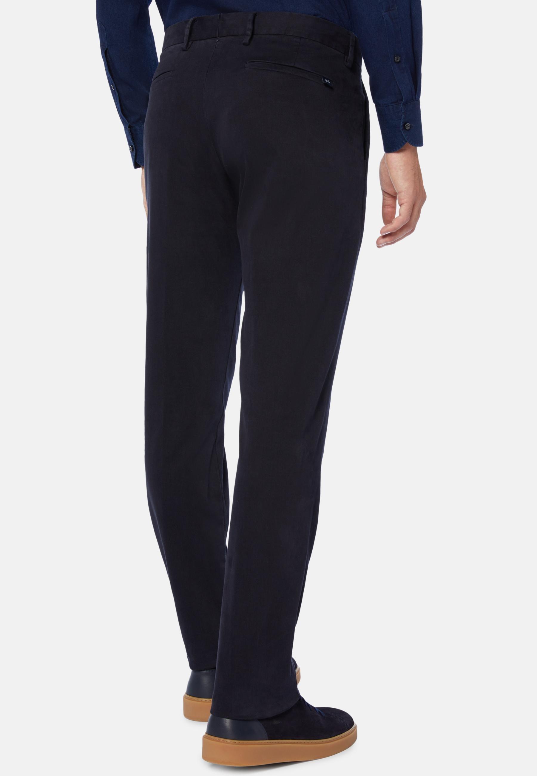 Stretch Cotton/Tencel Trousers Blue, 3901_NAVY, large image number 4