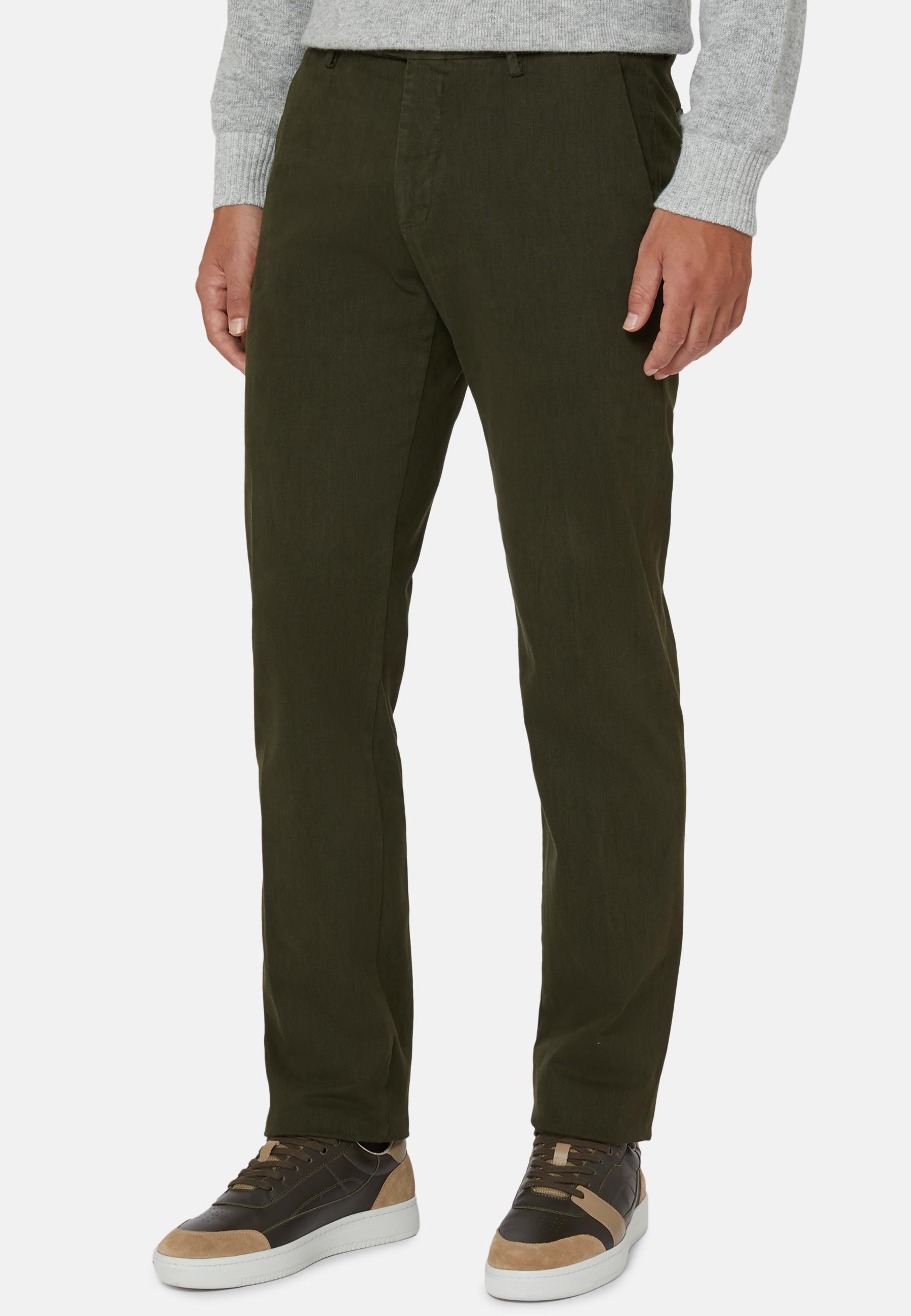 Stretch Cotton/Tencel Trousers Green, Green, medium