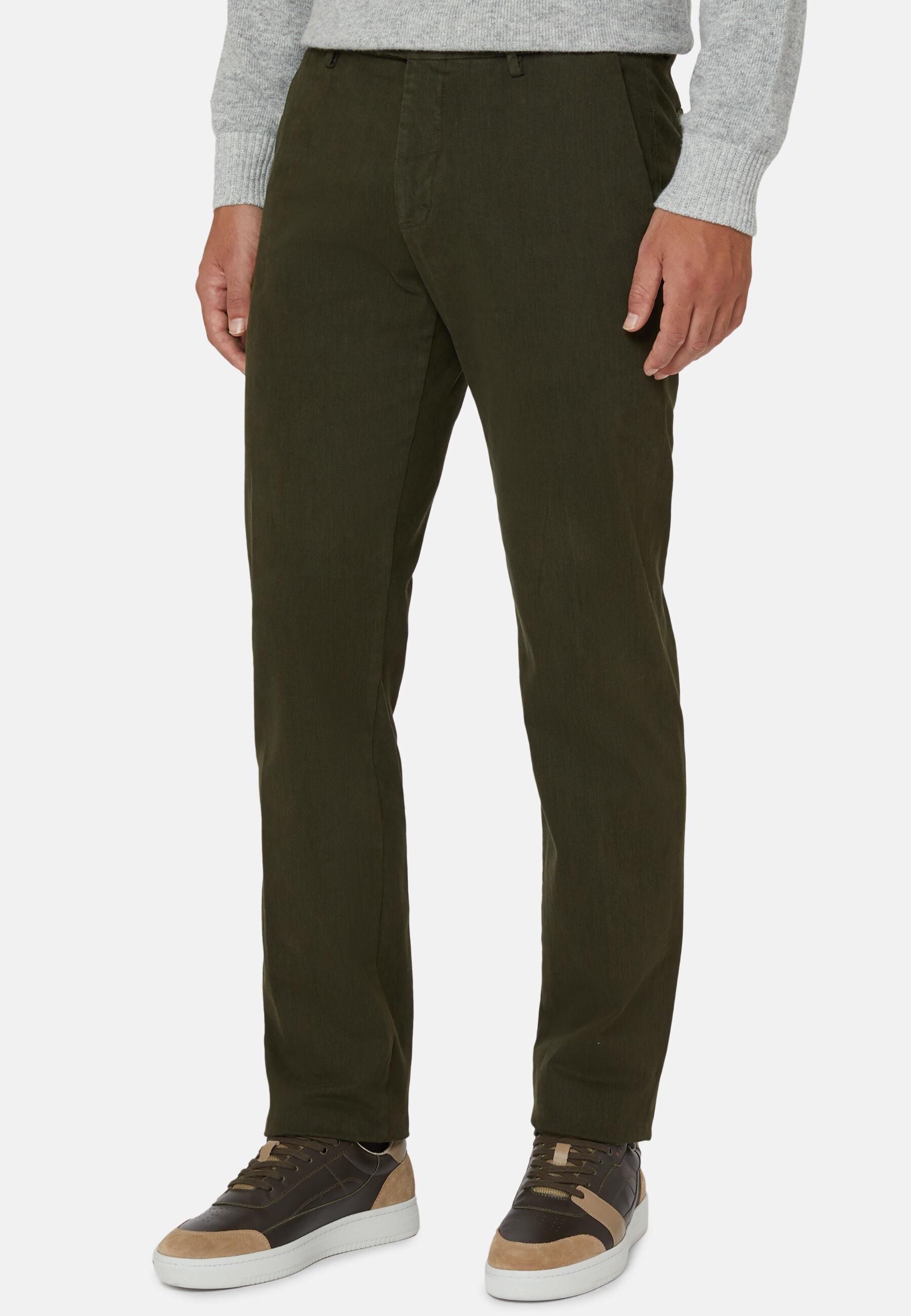 Stretch Cotton/Tencel Trousers Green, Green, medium
