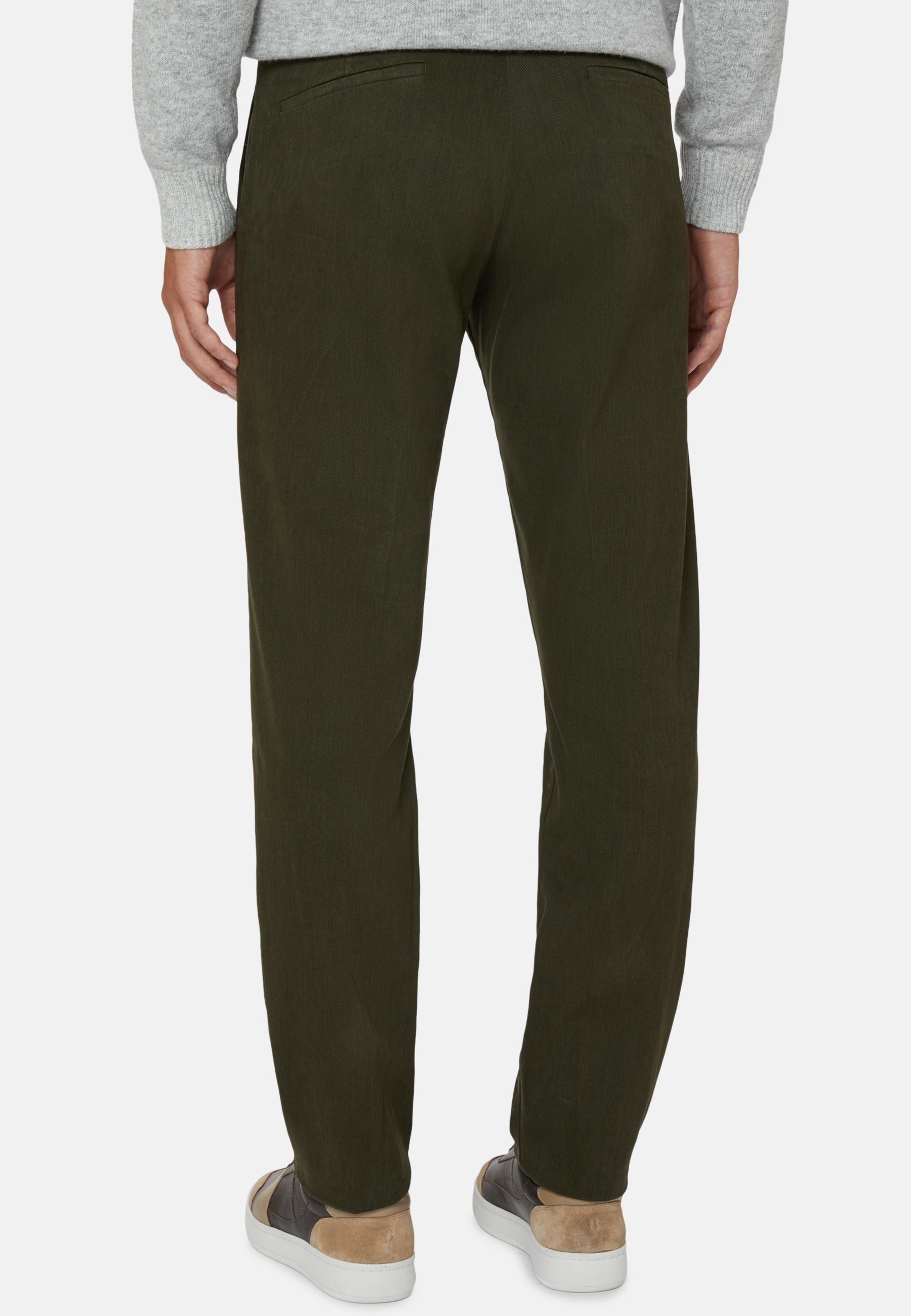 Stretch Cotton/Tencel Trousers Green, Green, large image number 4