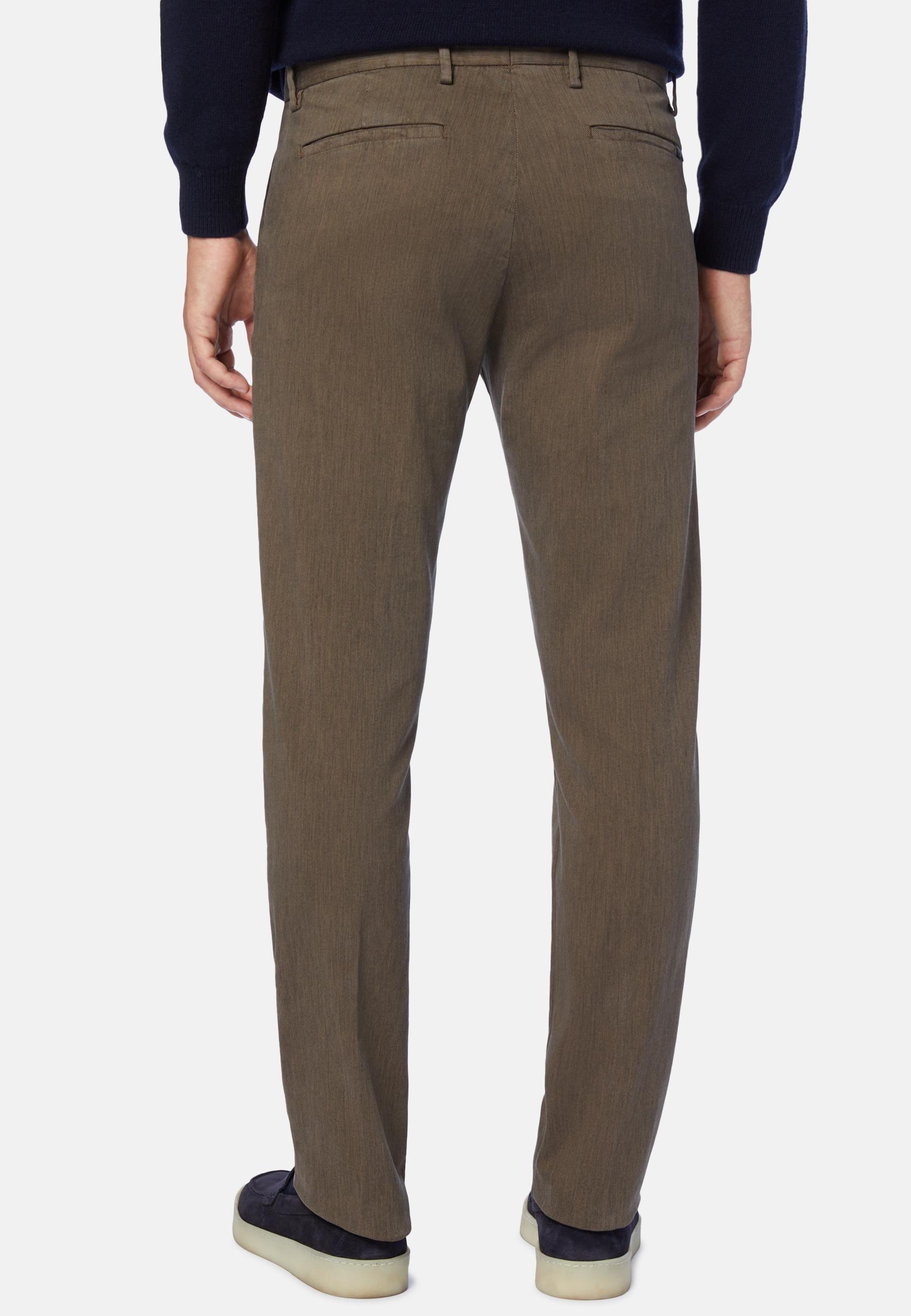 Stretch Cotton/Tencel Trousers Brown, Brown, large image number 2