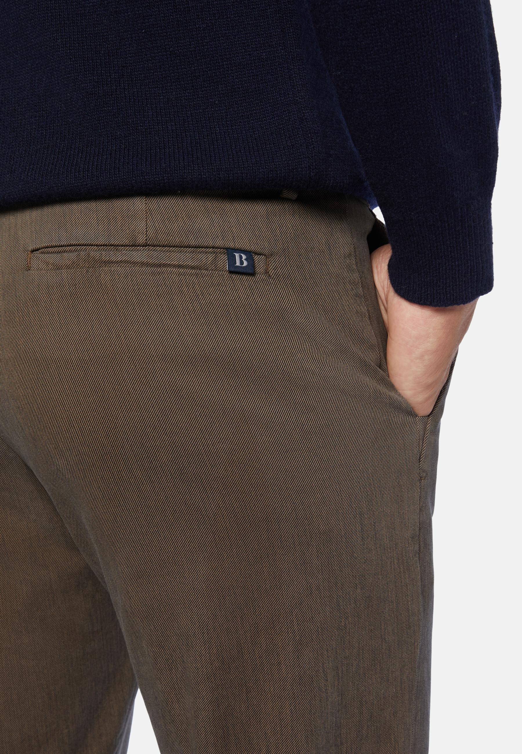 Stretch Cotton/Tencel Trousers Brown, Brown, large image number 3