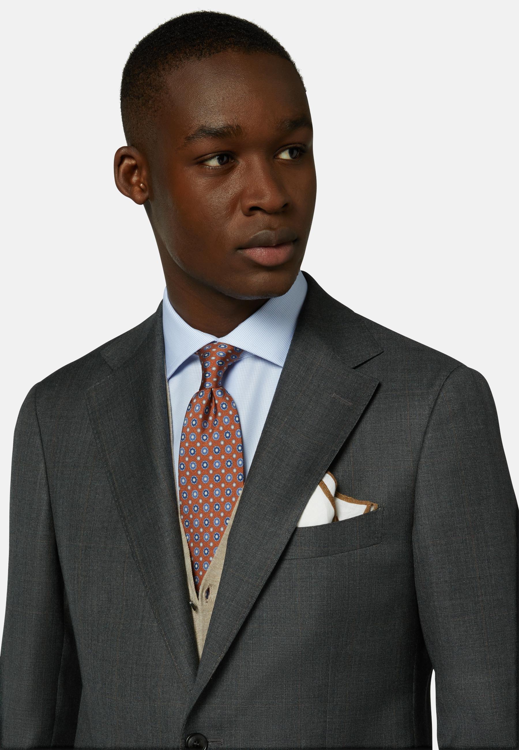 Prince Of Wales Check Suit In Pure Wool Grey, Grey, large image number 2