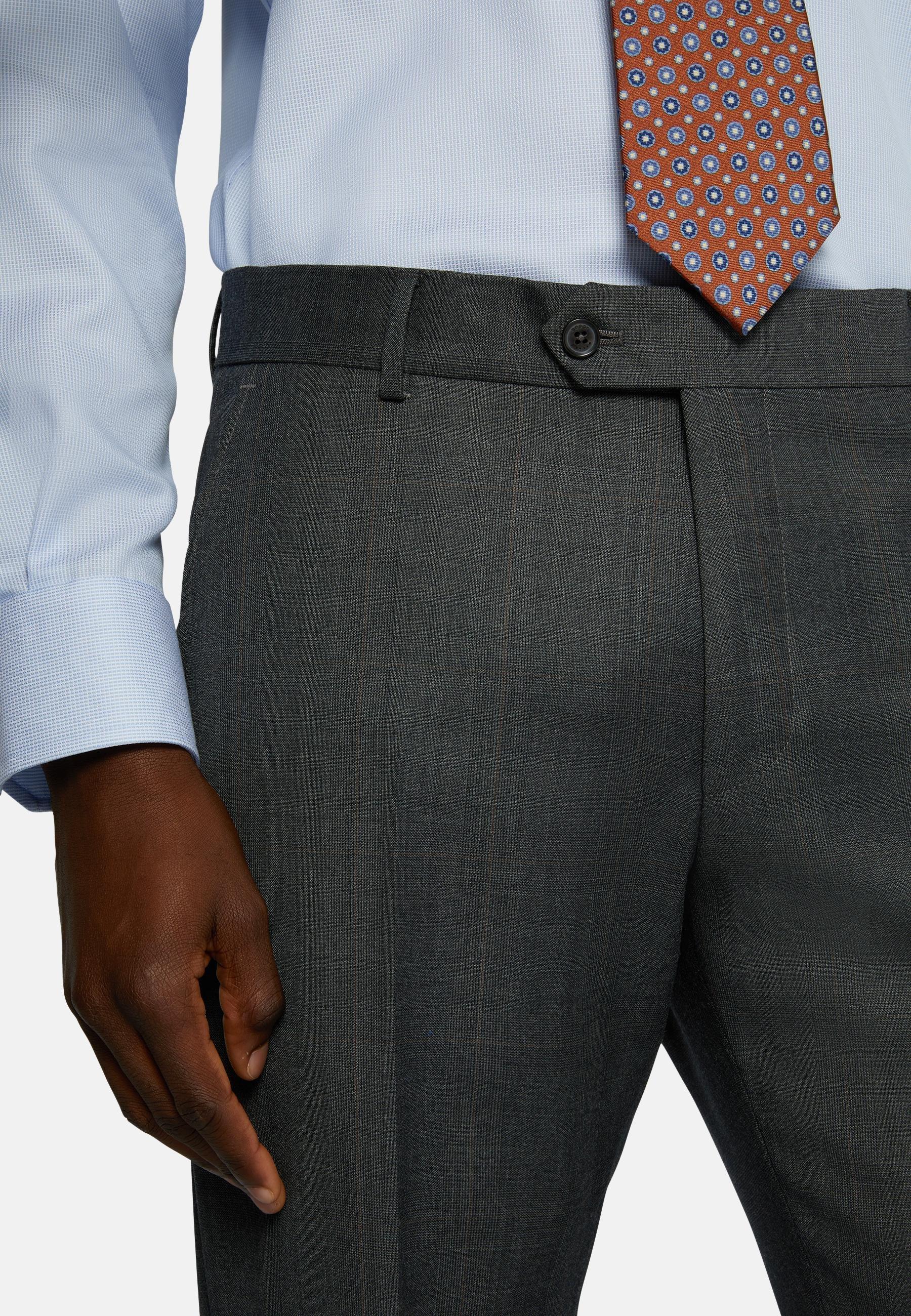 Prince Of Wales Check Suit In Pure Wool Grey, Grey, large image number 3