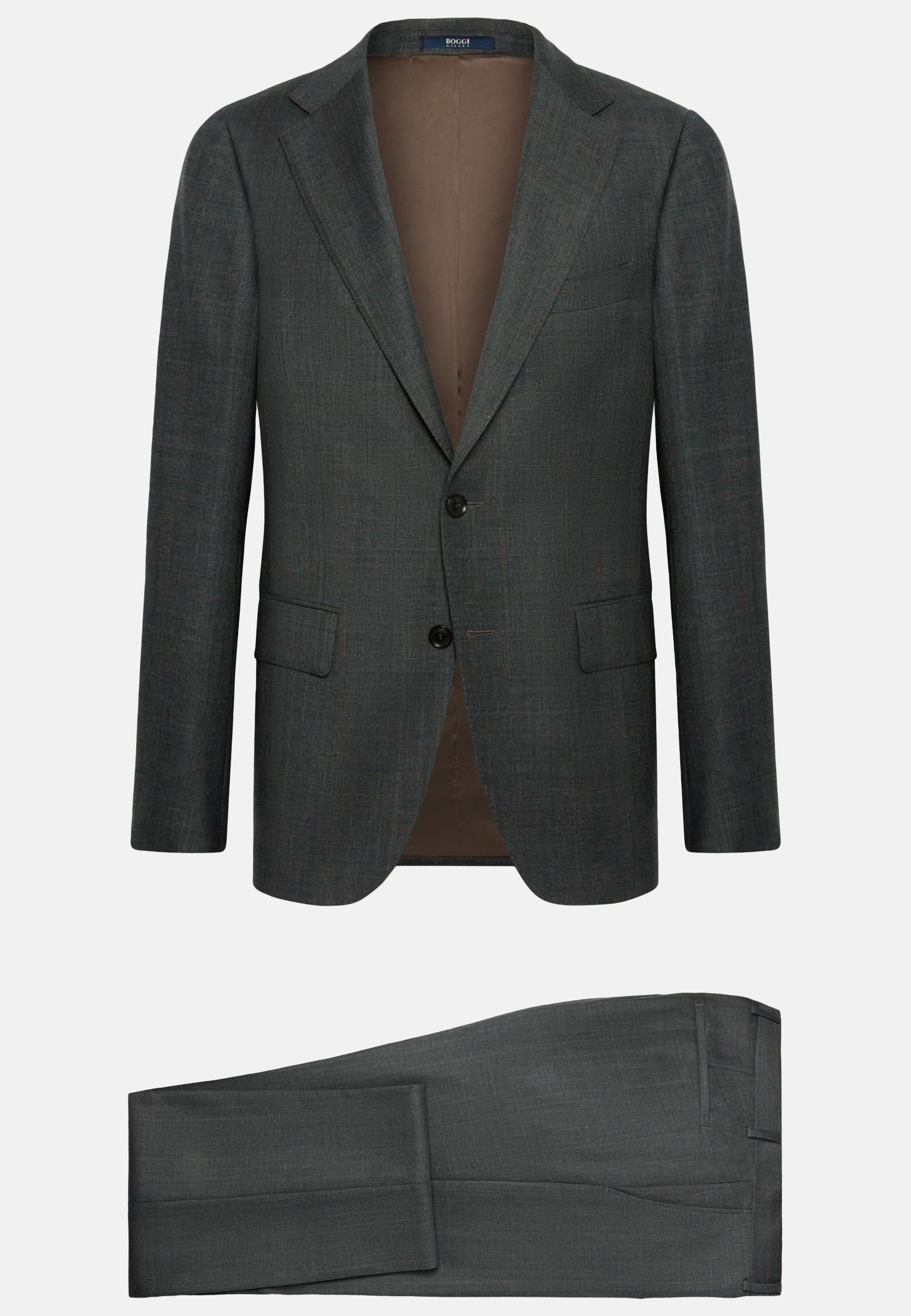 Prince Of Wales Check Suit In Pure Wool Grey, Grey, large image number 4