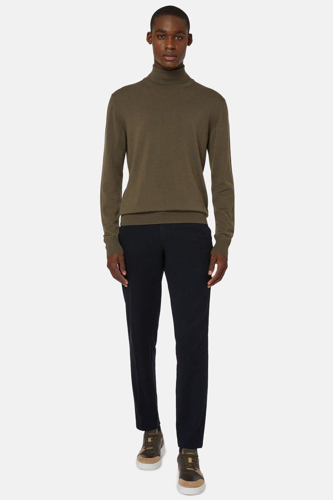 Stretch Cotton Trousers Navy, Navy blue, medium