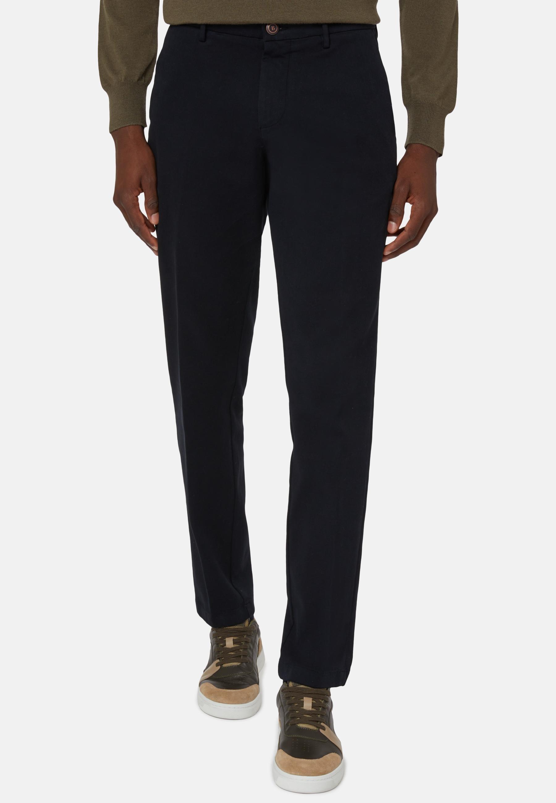 Stretch Cotton Trousers Navy, Navy blue, medium